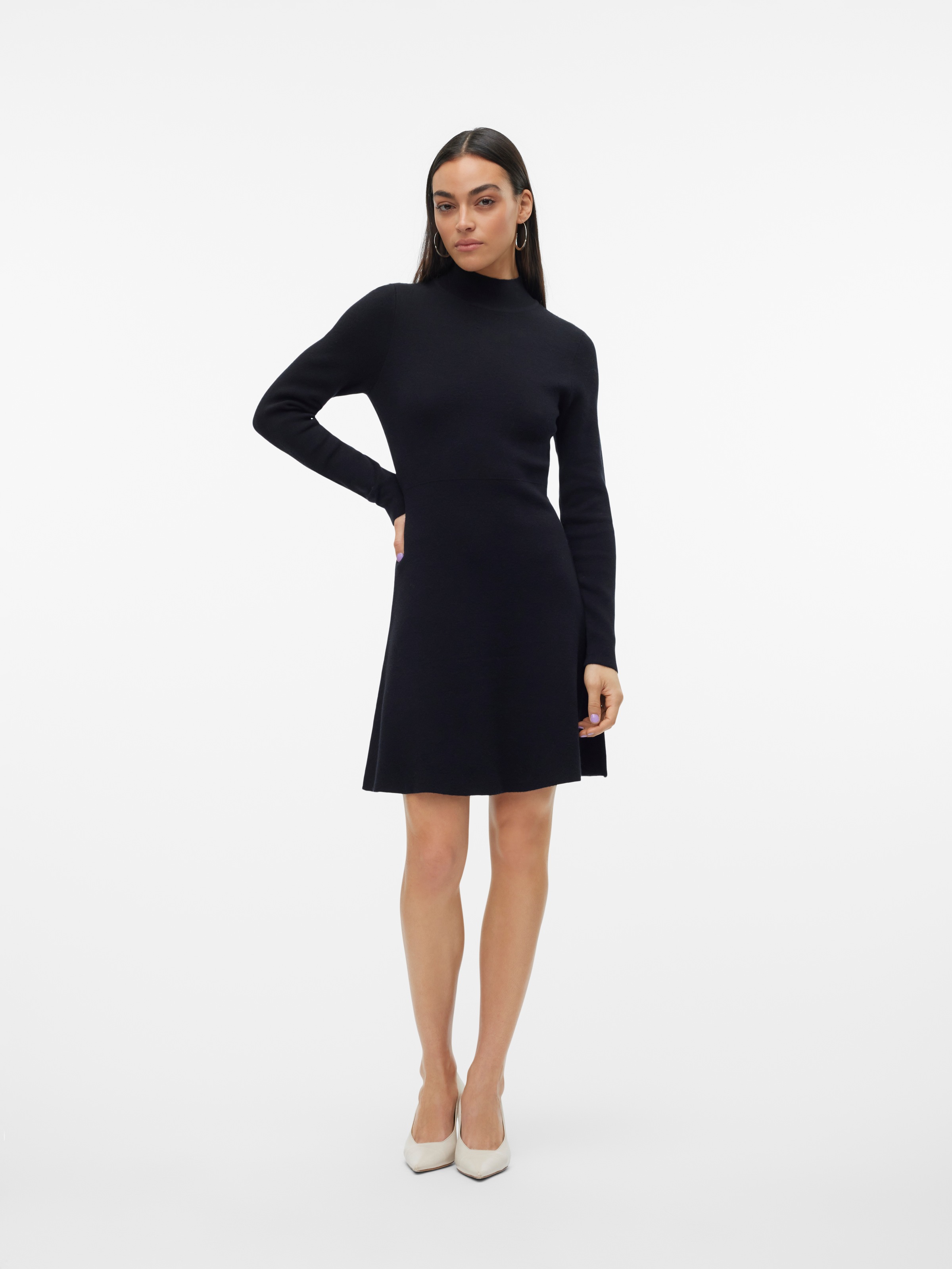 Vero Moda Strickkleid »VMGOLD LS HIGHNECK SKATER SHORT DRESS GA«