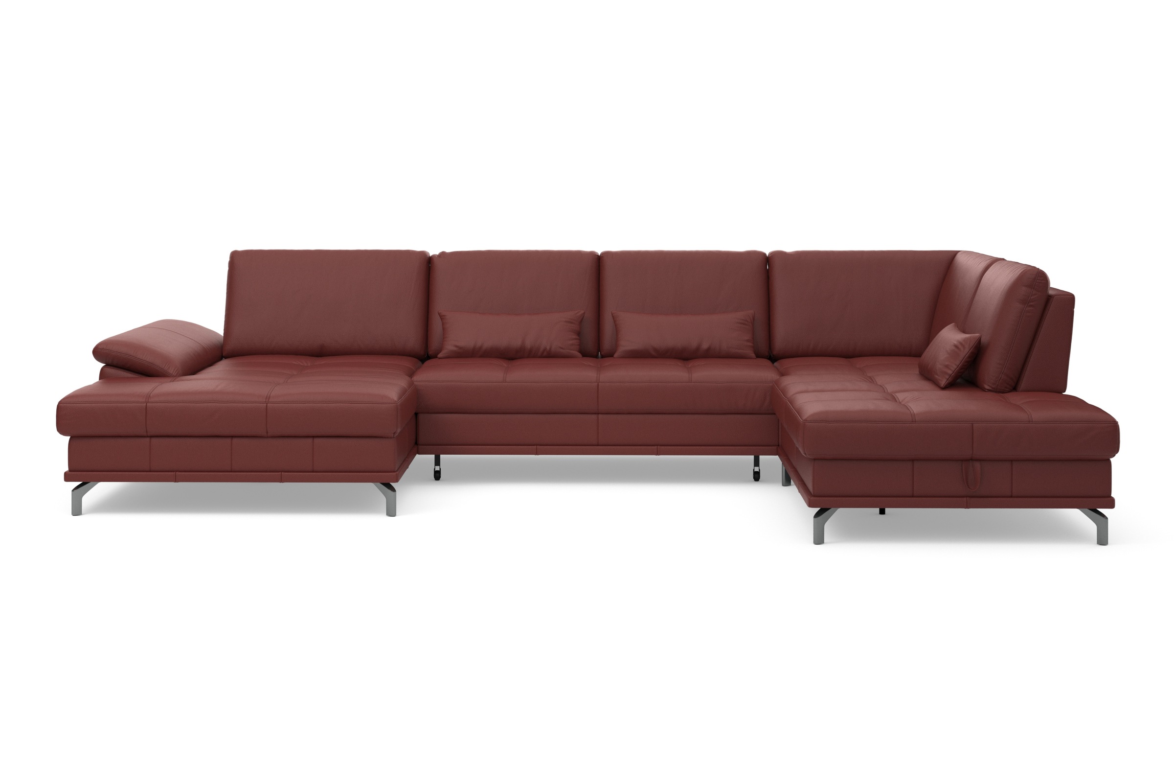 Places of Style Wohnlandschaft »Costello U-Form, mit Sitztiefenverstellung, Armteilverstellung und«, 3 Nierenkissen, optional Bettfunktion und Bettkasten
