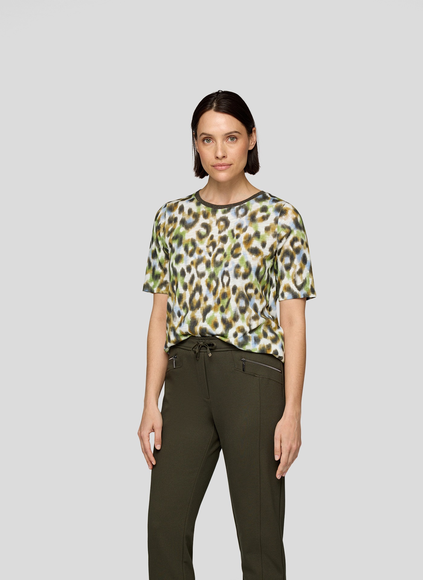 Rabe Kurzarmshirt, im Leo-Look