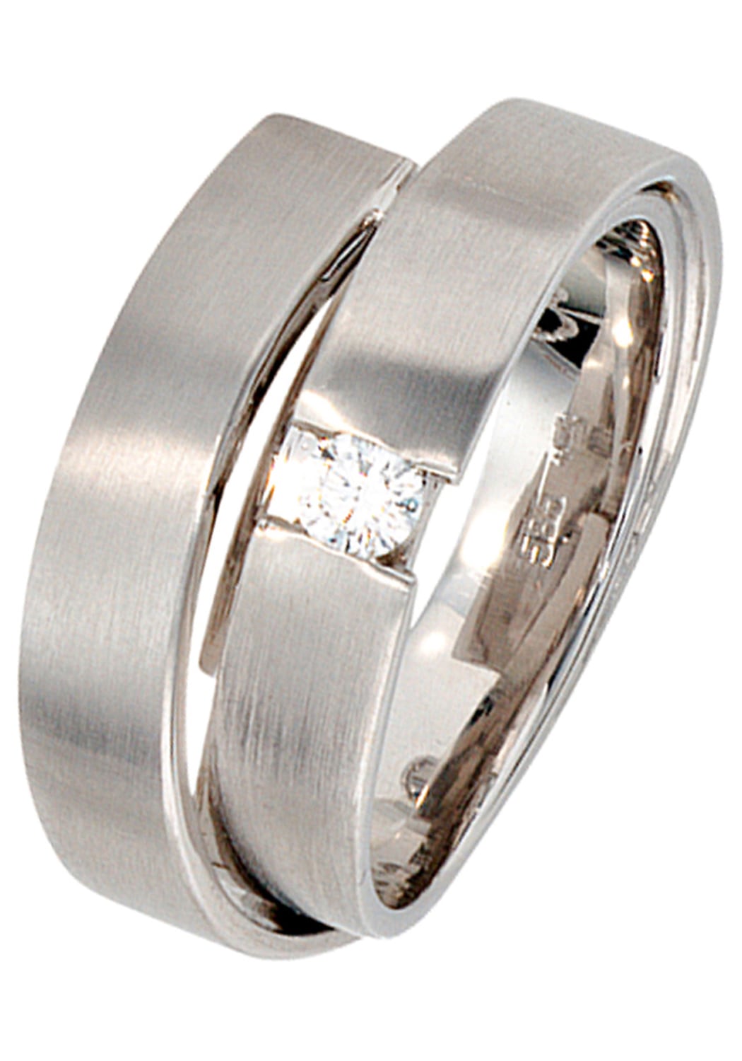 Solitärring, 585 Weißgold mit Diamant 0,12 ct.