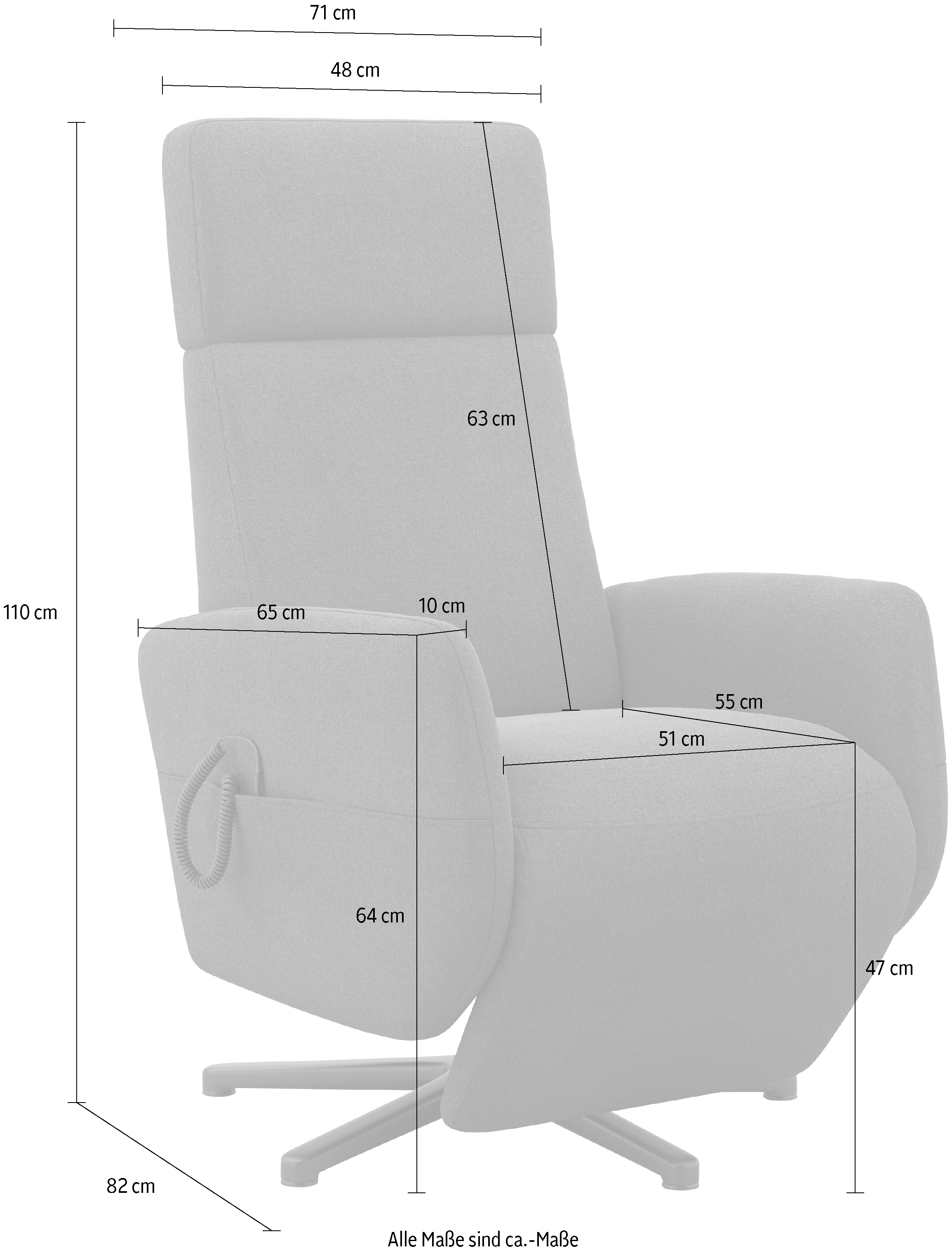 Home affaire TV-Sessel »Rochelle«, (1 St.), TV-Sessel mit Drehfunktion 360 Grad