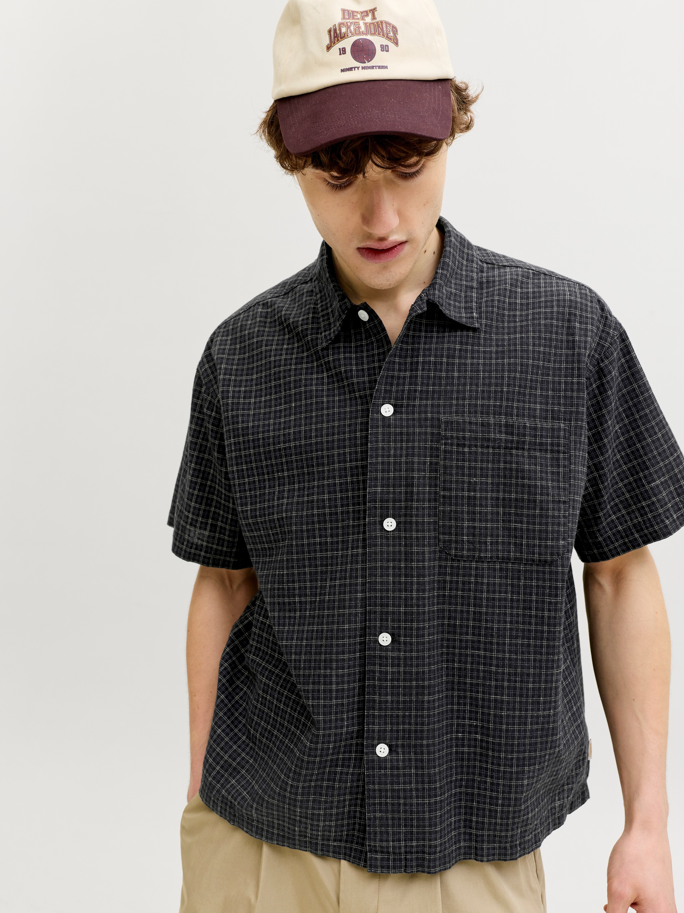 Jack & Jones Kurzarmhemd »JORRIVIERA LINEN BLEND SHIRT SS LN« Baumwollmischung, regular fit