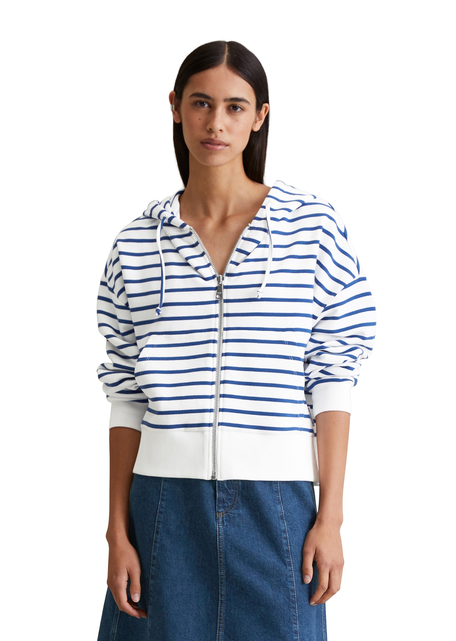 Marc OPolo DENIM Kapuzensweatjacke, geringelt, relaxed fit, breite Bündchen günstig online kaufen