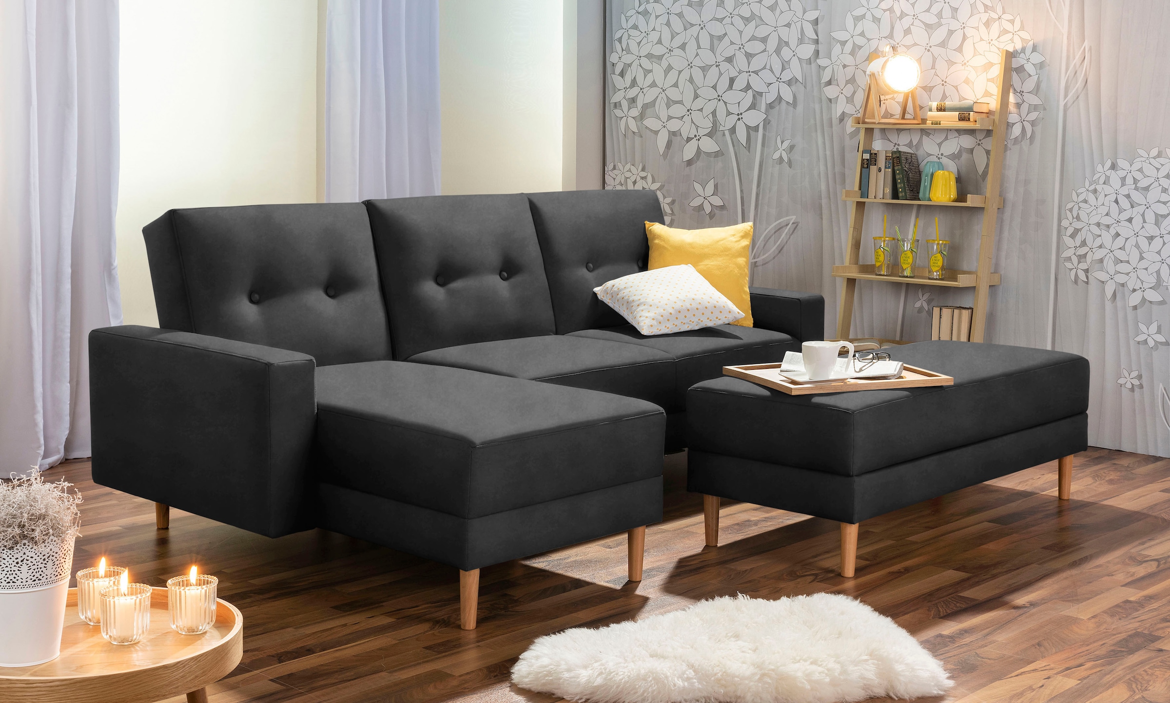 Max Winzer® Ecksofa »Just Chill«, Schlafsofa mit Recamiere, Rückenverstellung, inklusive Stauraumhocker