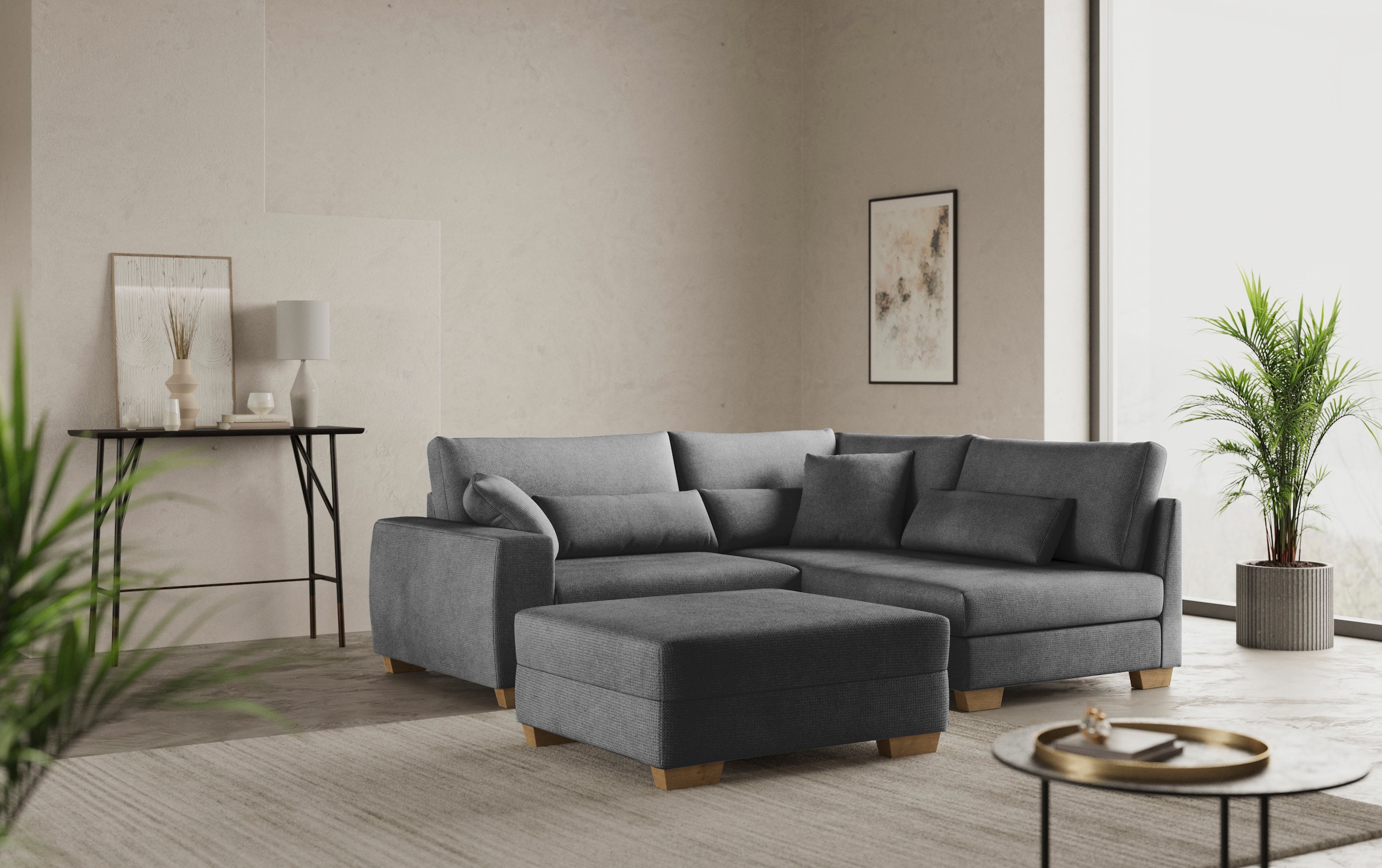 Mr. Couch Ecksofa »Helena L-Form«, Mit Federkern, wahlweise mit Bettfunktion und Taschenfederkern
