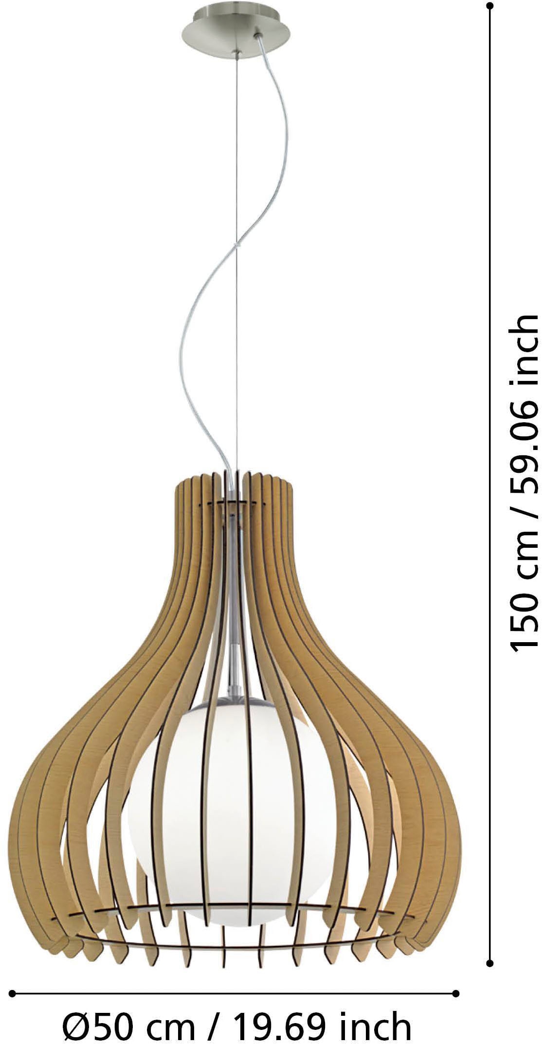 EGLO Hängeleuchte »Tindori Pendelleuchte, Vintage, E27, Hängeleuchte, Stahl, Holz, Glas« E27 1 Stk.