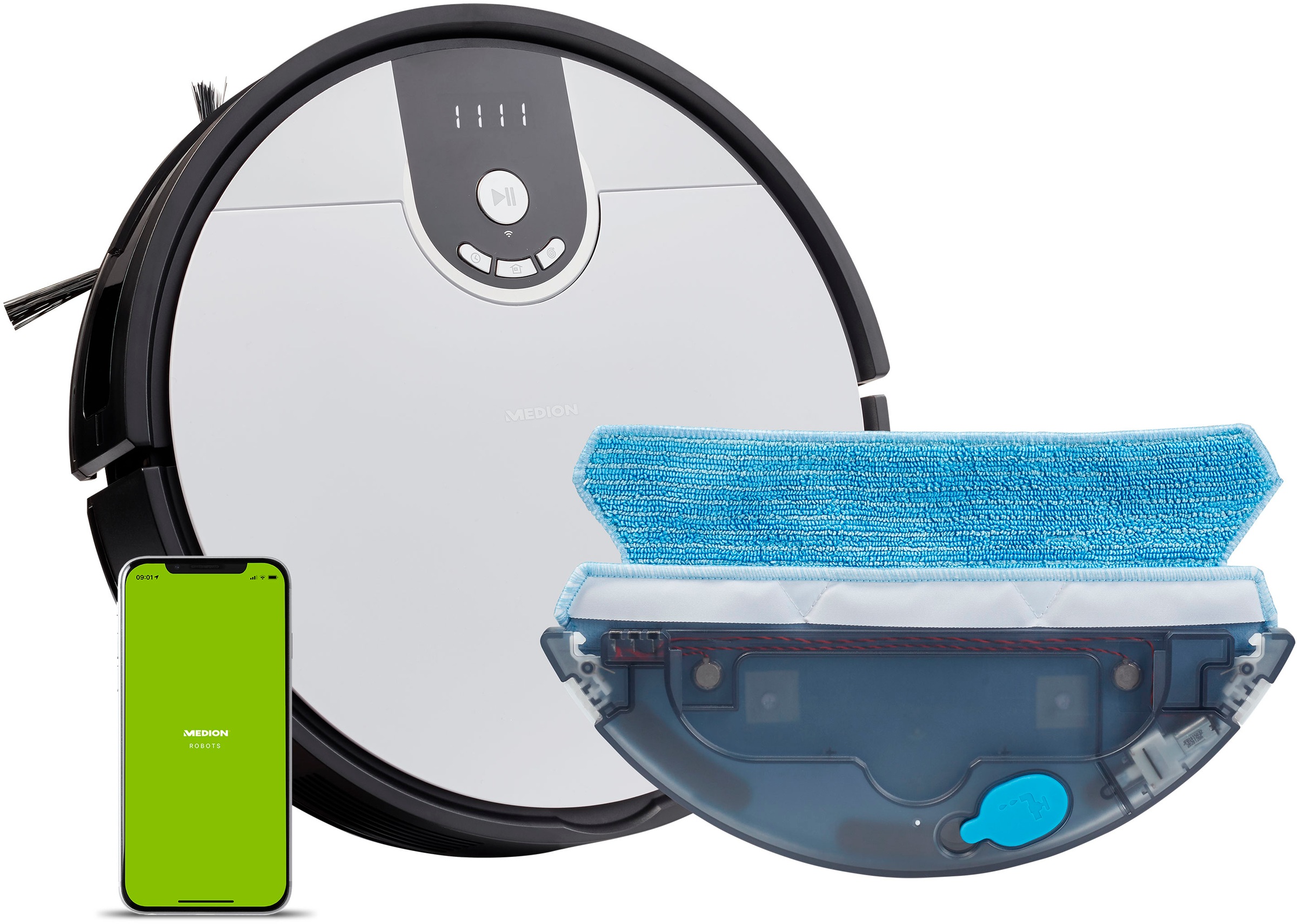 Medion® Nass-Trocken-Saugroboter »S20 SW MD 20011«, App und Alexa Steuerung, Betriebszeit bis zu 100 Minuten