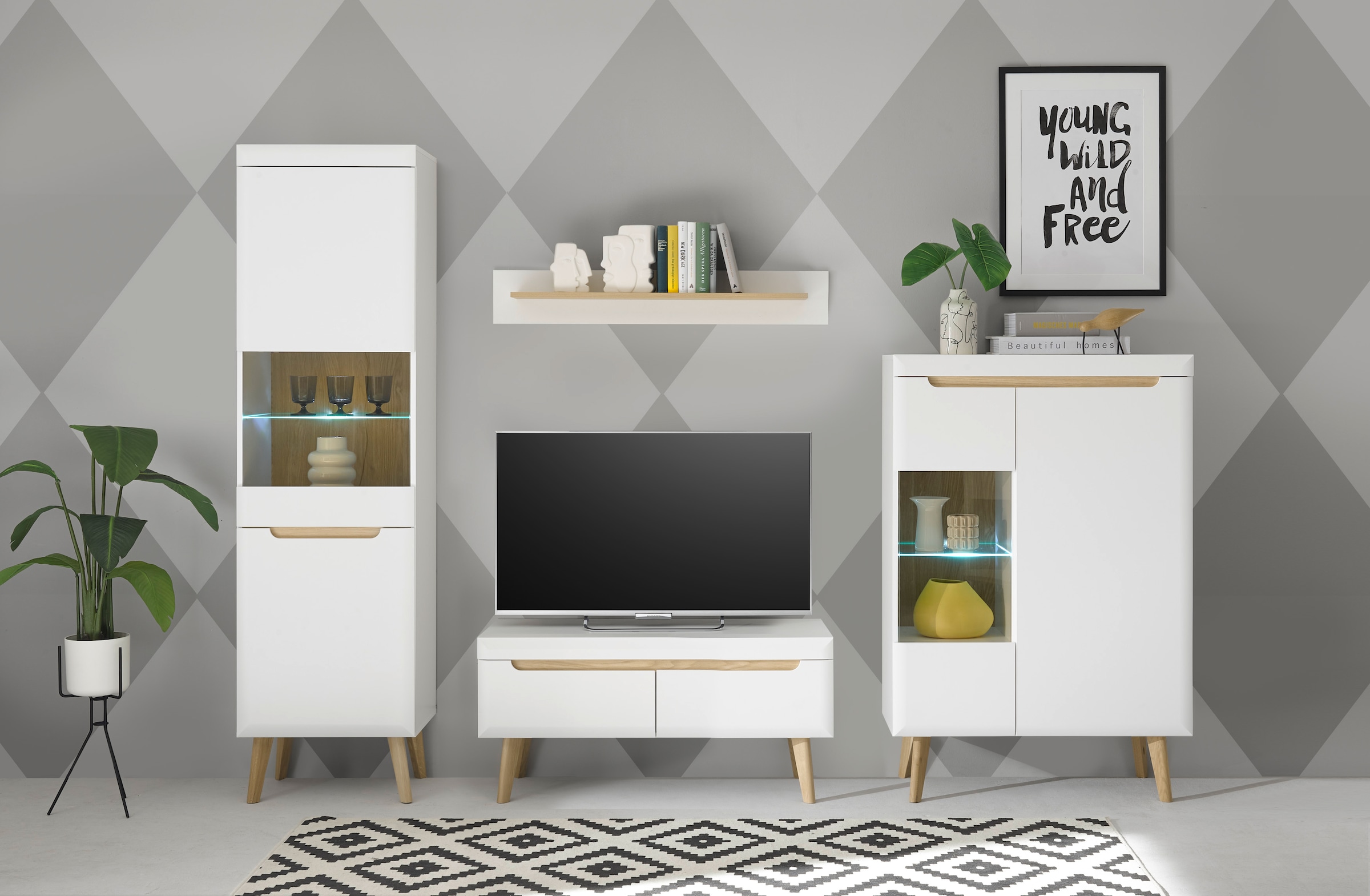 Home affaire Wohnwand "Torge, Anbauwand, Schrankwand, Mediawand, Wohnzimmer günstig online kaufen