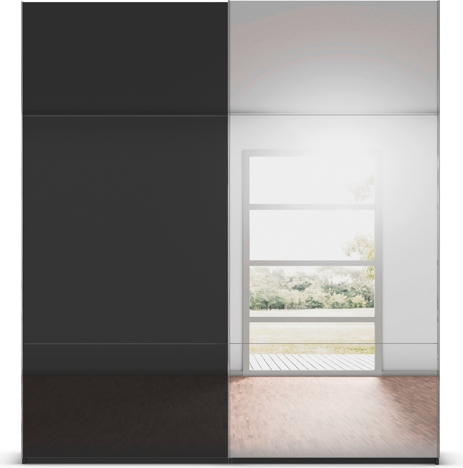 rauch Schwebetürenschrank »Kleiderschrank Schrank Garderobe Schlafzimmerschrank CONTIDO«, (in 3 verschiedenen Ausstattungen BASIC/CLASSIC/PREMIUM), aus hochwertigem Material in 6 Breiten 2 Griff-Farben MADE IN GERMANY
