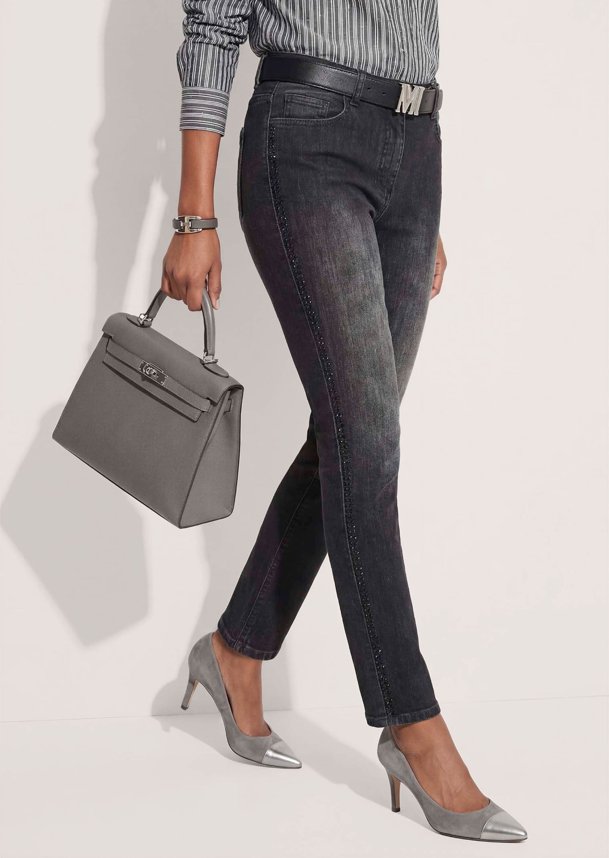 MADELEINE Regular-fit-Jeans »Hose Slim-Jeans mit Strassdekor«