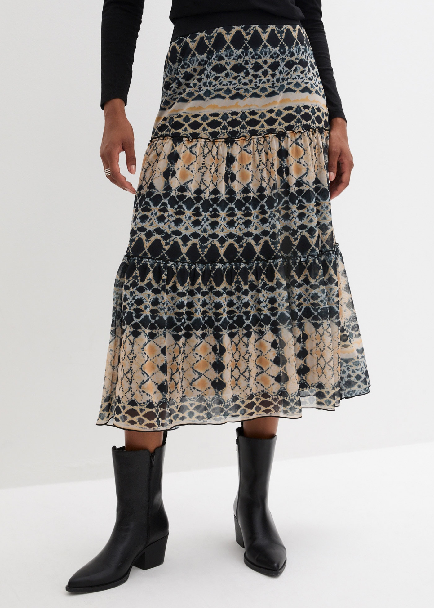 bonprix Stufenrock "Stufenrock" aus leichtem Materialmix, mit elastischem B günstig online kaufen