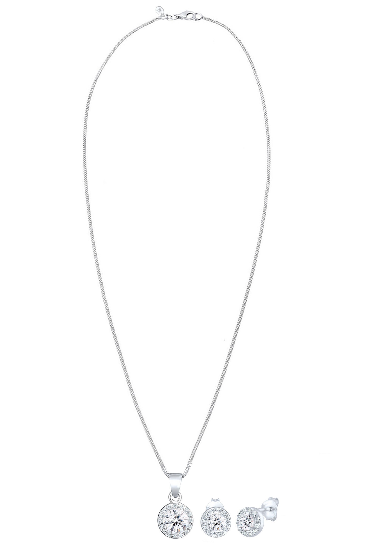 Elli Premium Schmuckset »Glas Kristalle Weiß 925 Sterling Silver«