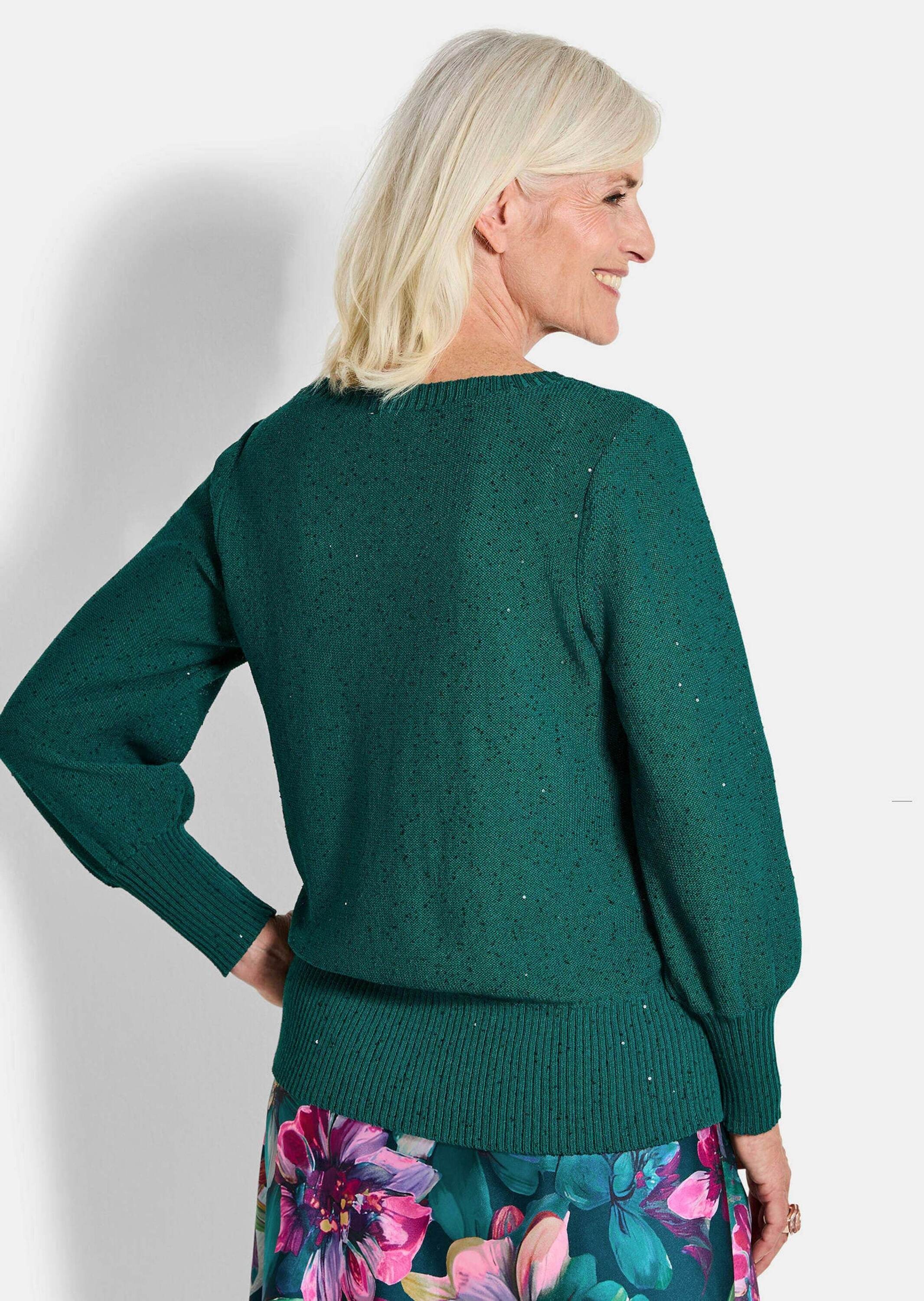 GOLDNER Rundhalspullover »Kurzgröße Eleganter Pullover mit Pailletten«
