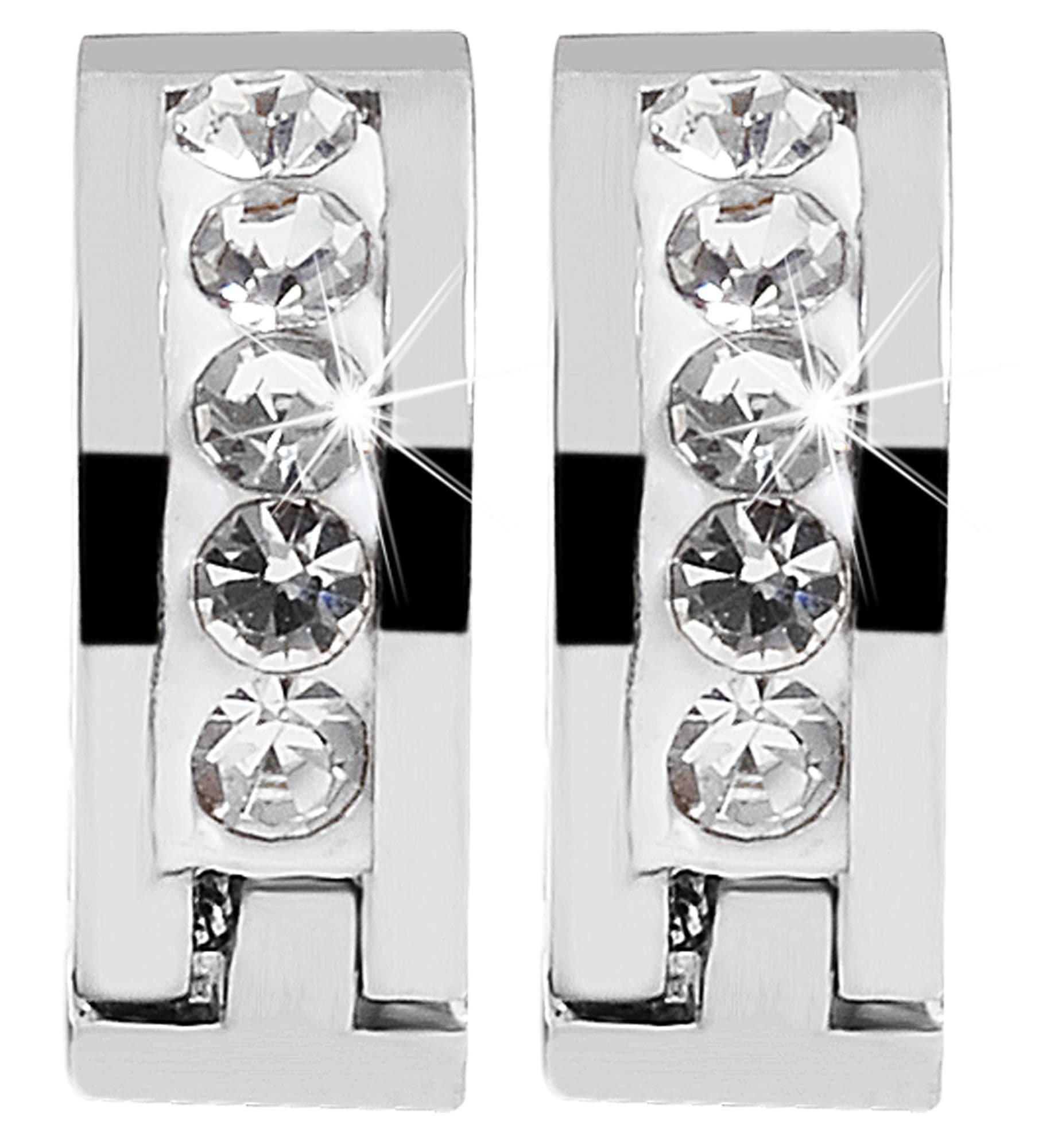 Adelia´s Klappcreolen »Damen Ohrringe – Klappcreole aus Edelstahl mit Strass Steinchen« Zum Verschenken – ideal zum Muttertag