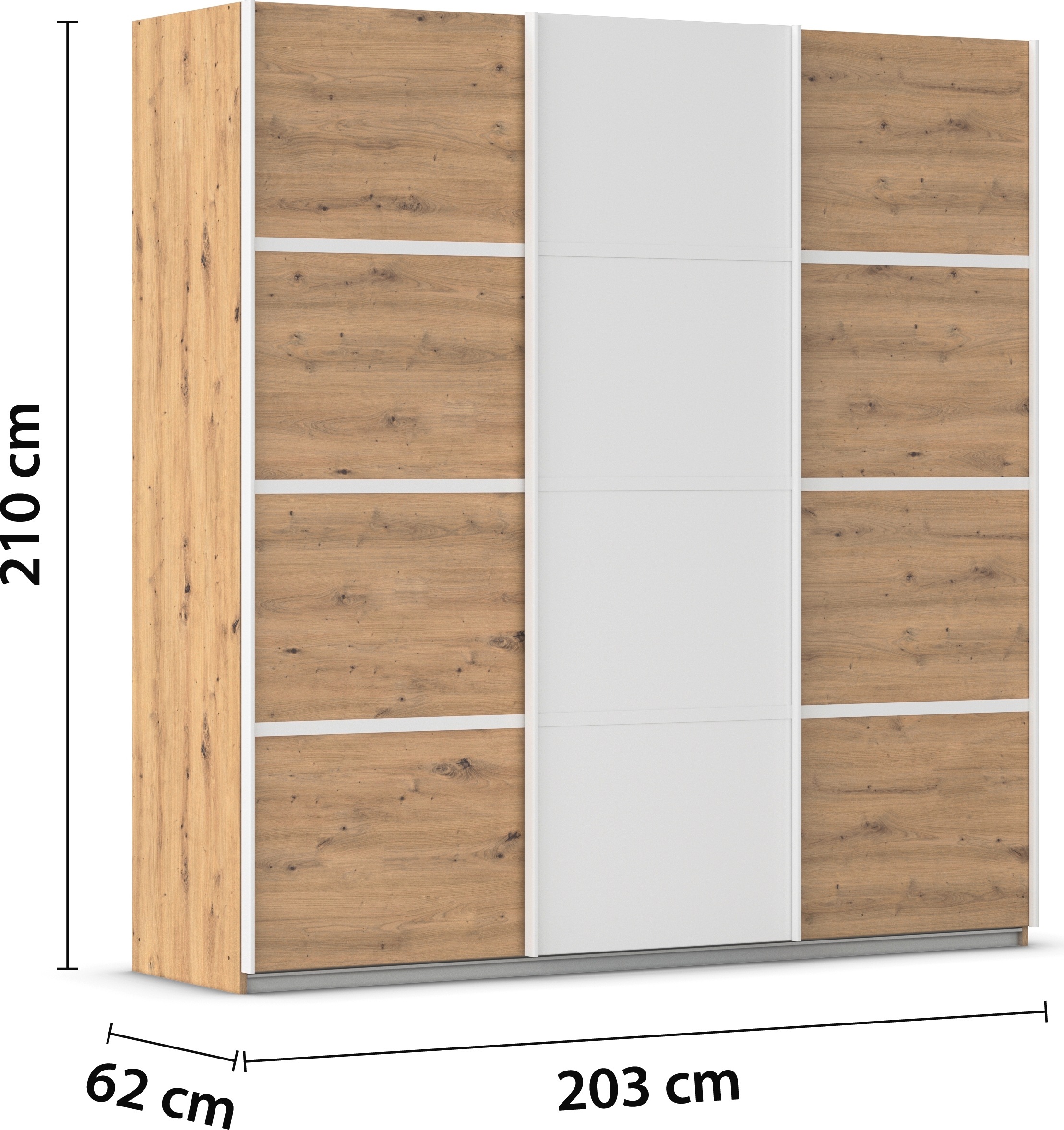 rauch Kleiderschrank »Schwebetürenschrank OTTO´s Choice Garderobe Schrank TOP ANGEBOT Avola« 3 verschiedene Ausstattungen BASIC/CLASSIC/PREMIUM (inkl. SOFT-CLOSE),  mit eleganten Zierleisten in Chrom, Schwarz oder Weiß MADE IN GERMANY