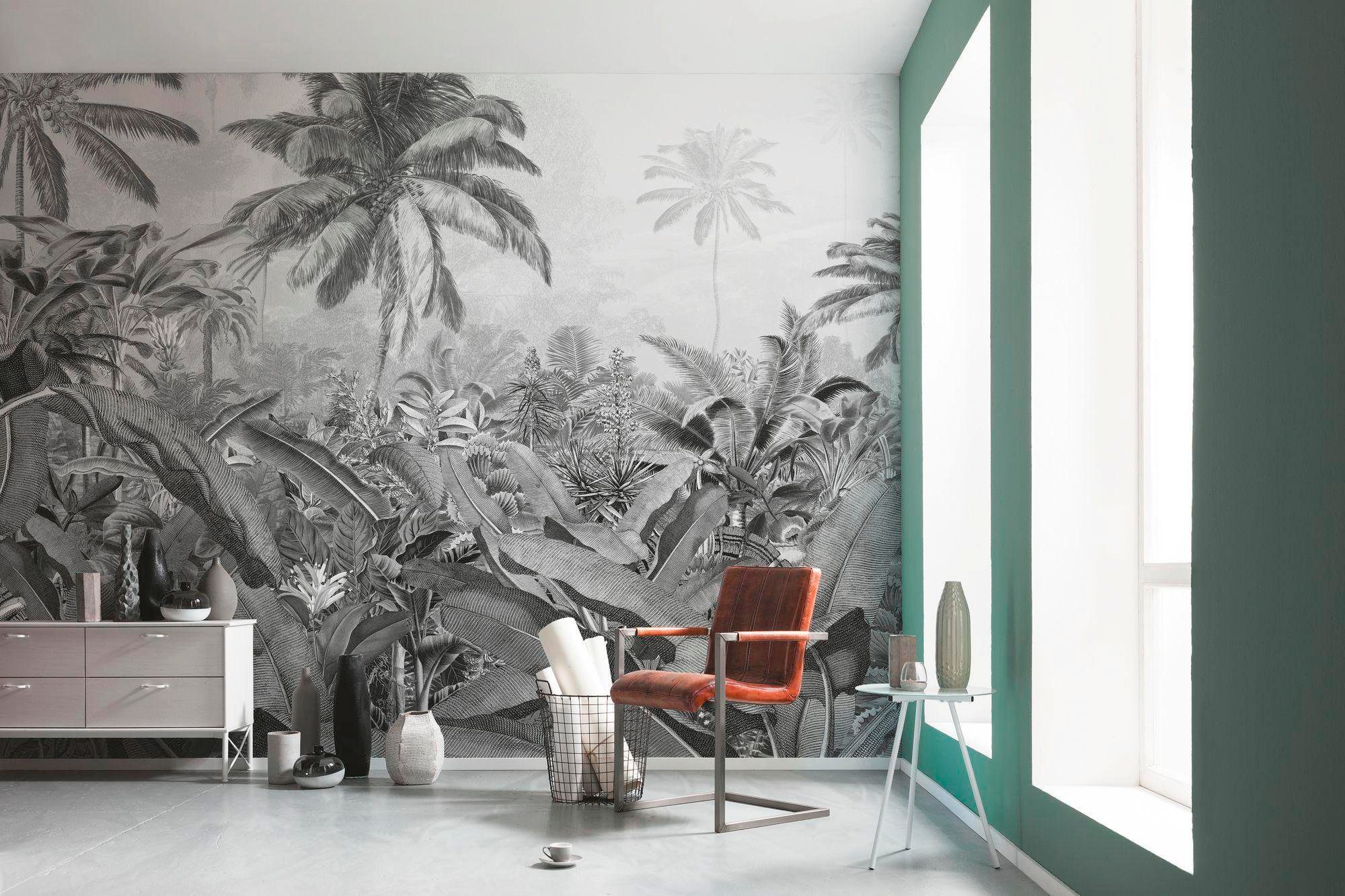 Komar Vliestapete »Digitaldruck Vlies - Amazonia Black & White - Größe 400 x 250 cm«, bedruckt, Wohnzimmer, Schlafzimmer