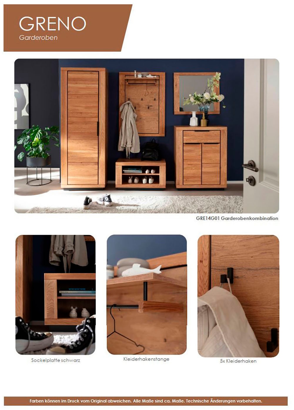 MCA living Sitzbank »Greno Garderobenbank«, (1 St.), 2 offene Fächer, FSC-Mix