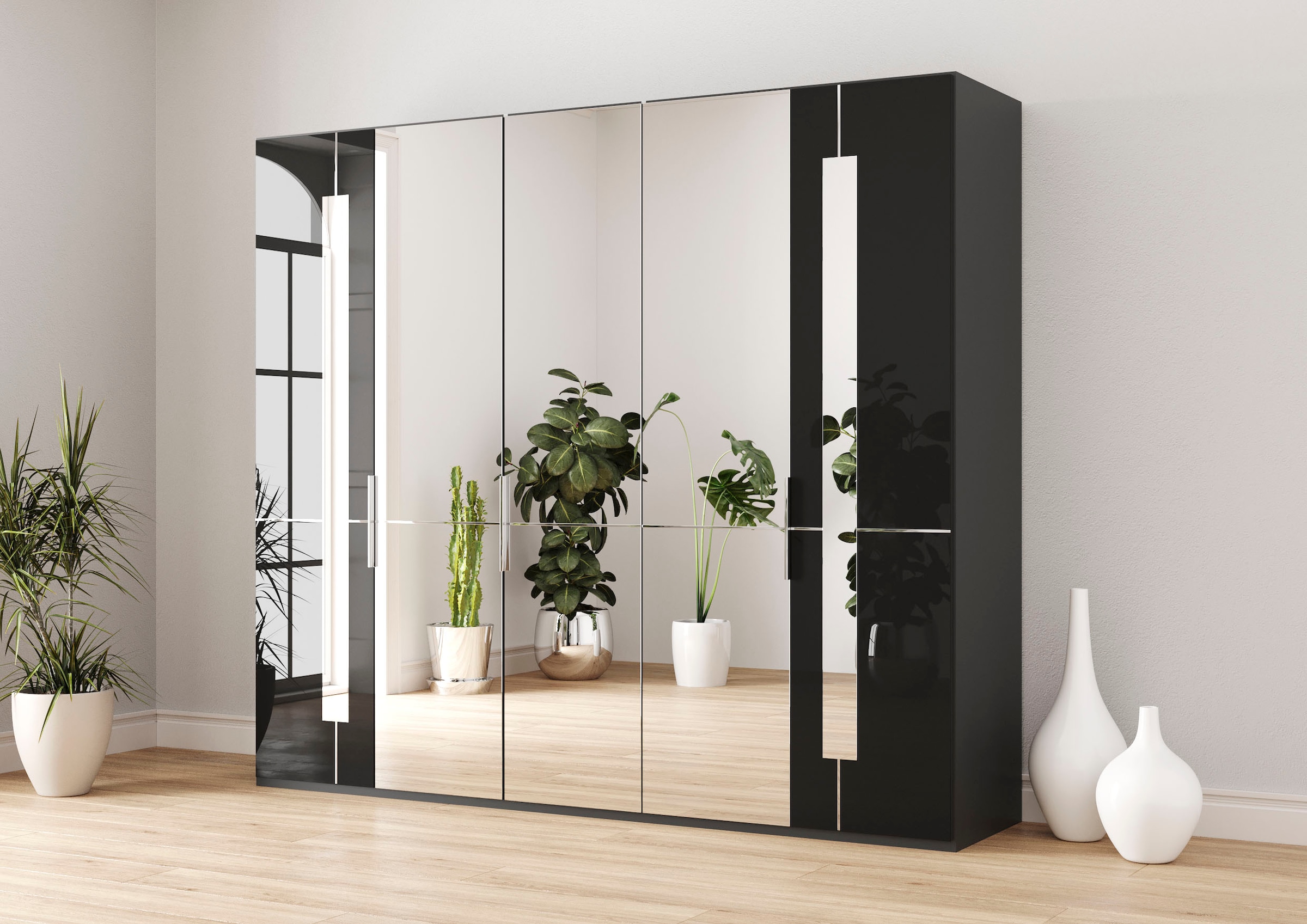 Musterring Kleiderschrank "Imola W" inkl. Einlegeböden und Kleiderstangen, mit Glas- und Spiegeltüren