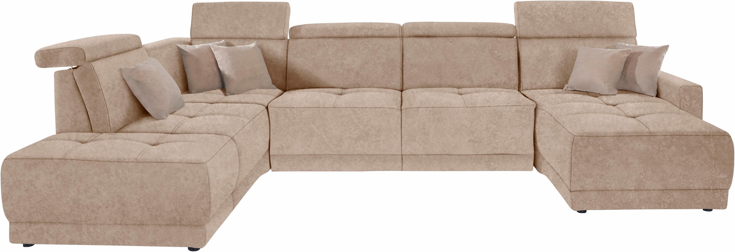 DOMO collection Wohnlandschaft »Ava moderne Sitzheftung mit toller Doppelnaht, komfortabel, U-Form«, mit Federkern, wahlweise mit Kopfteilverstellungen