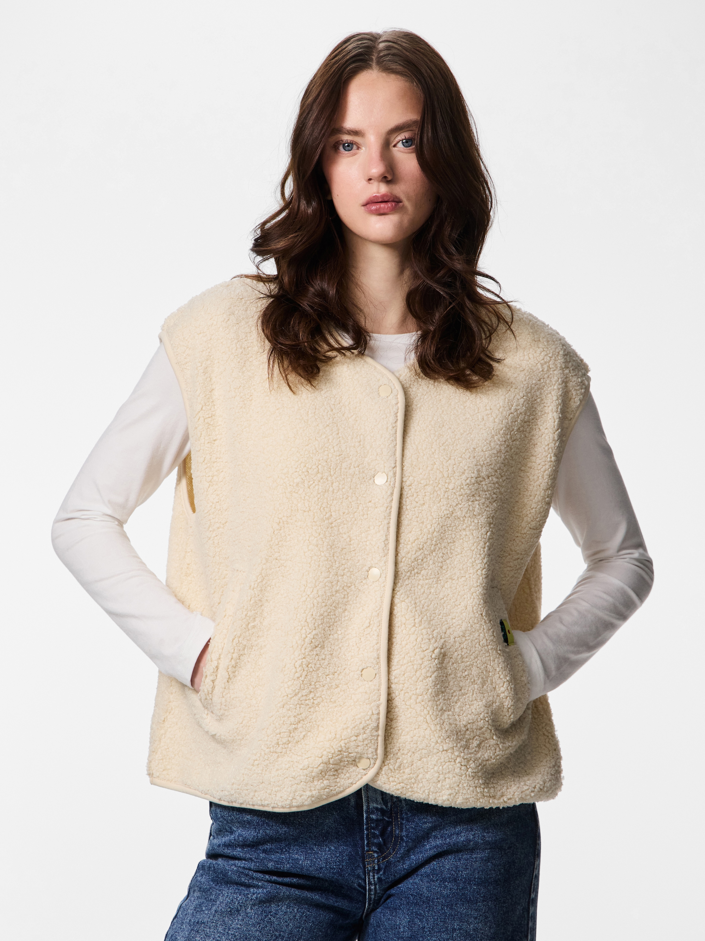 Pieces Plüschweste "Pckatty Teddy Vest Noos Bc" Kunstfaser, Plüsch