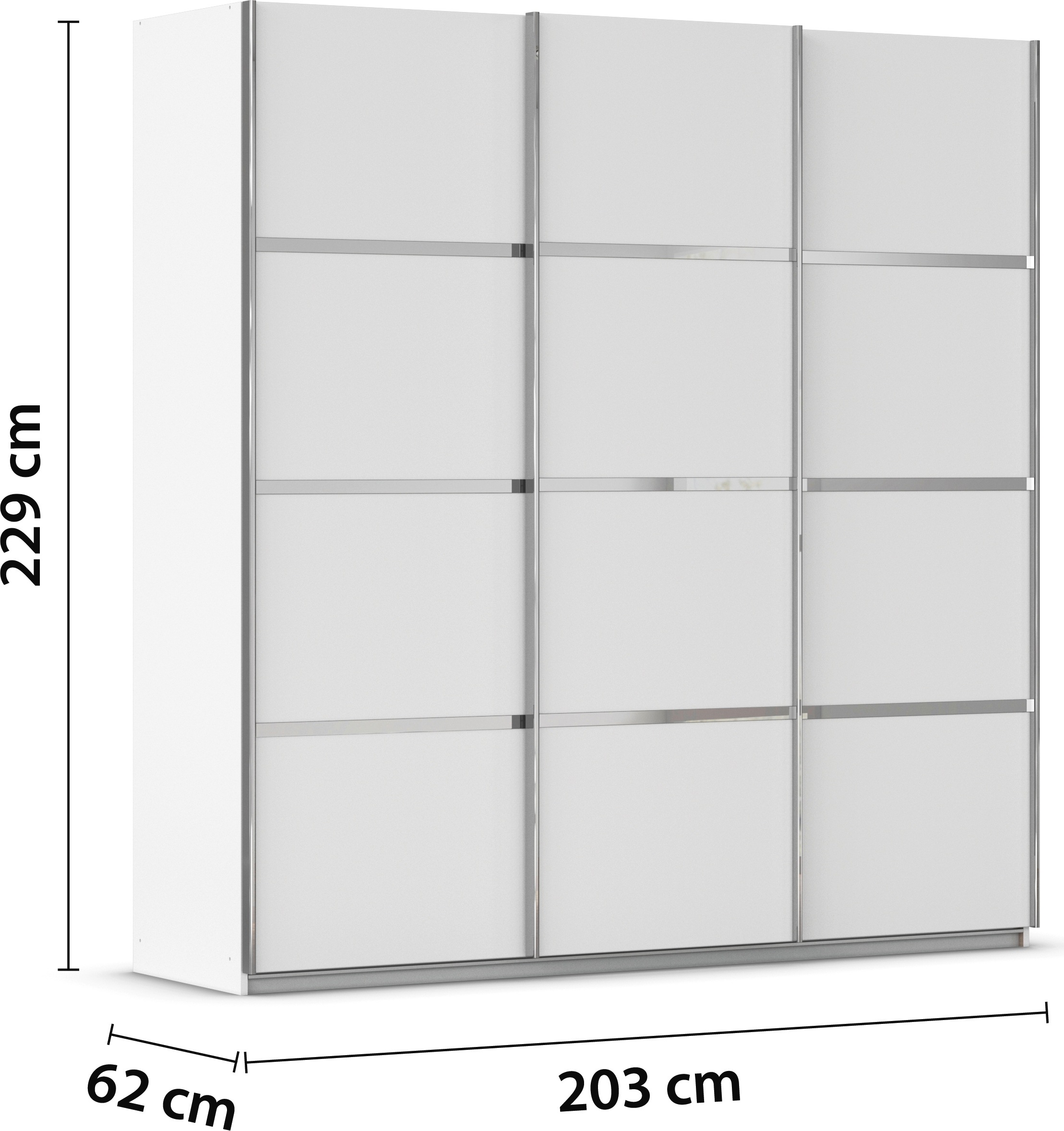 rauch Kleiderschrank »Schwebetürenschrank OTTO´s Choice Garderobe Schrank TOP ANGEBOT Avola«, (in 3 verschiedenen Ausstattungen BASIC/CLASSIC/PREMIUM), mit eleganten Zierleisten in Chrom, Schwarz oder Weiß MADE IN GERMANY