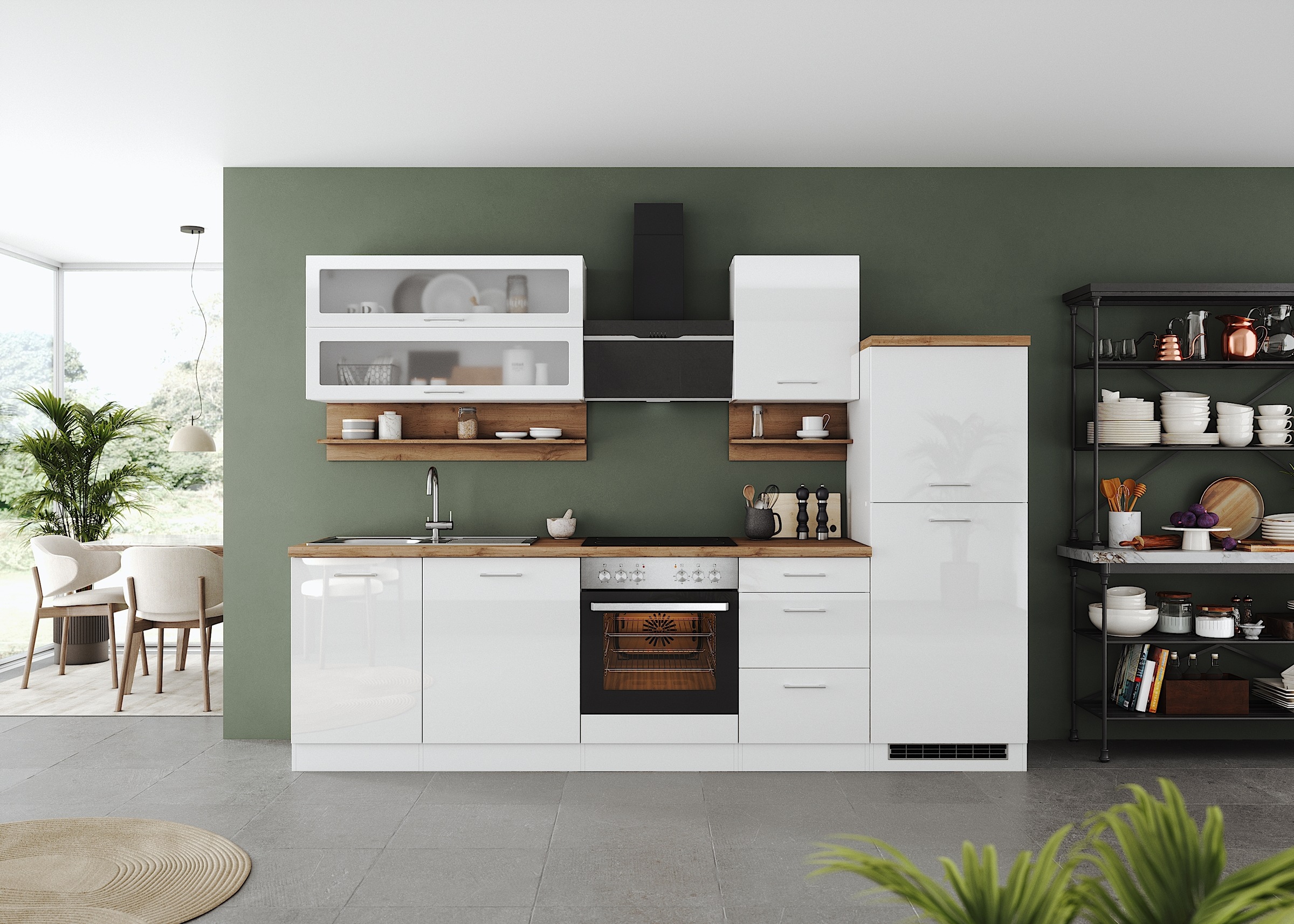 KOCHSTATION Küchenzeile "KS-Milan", 280 cm breit, robuste Metallauszüge, vi günstig online kaufen