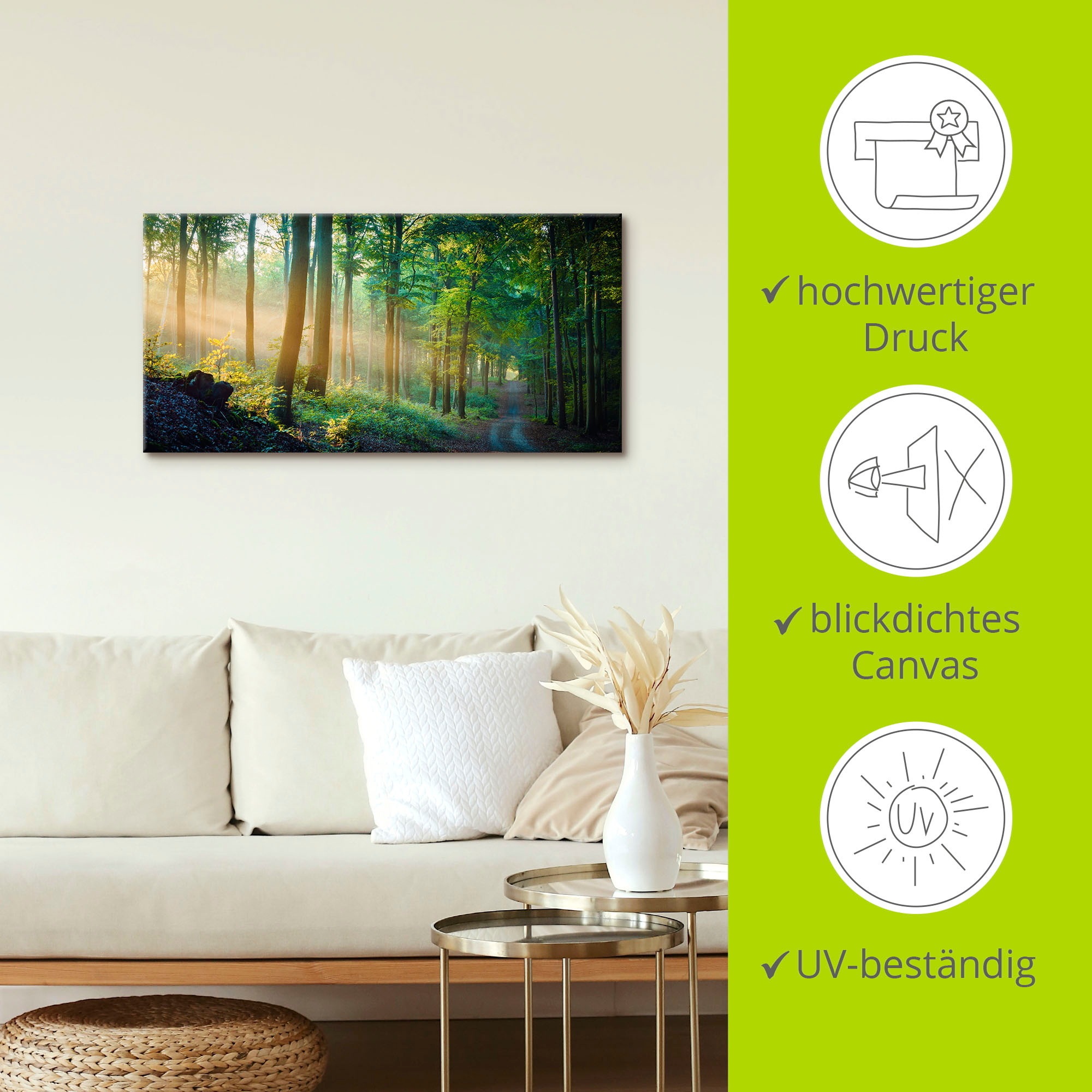 Artland Wandbild »Herbstmorgen im Wald«, Waldbilder, (1 St.), als Alubild, Outdoorbild, Leinwandbild, Poster in verschied. Größen