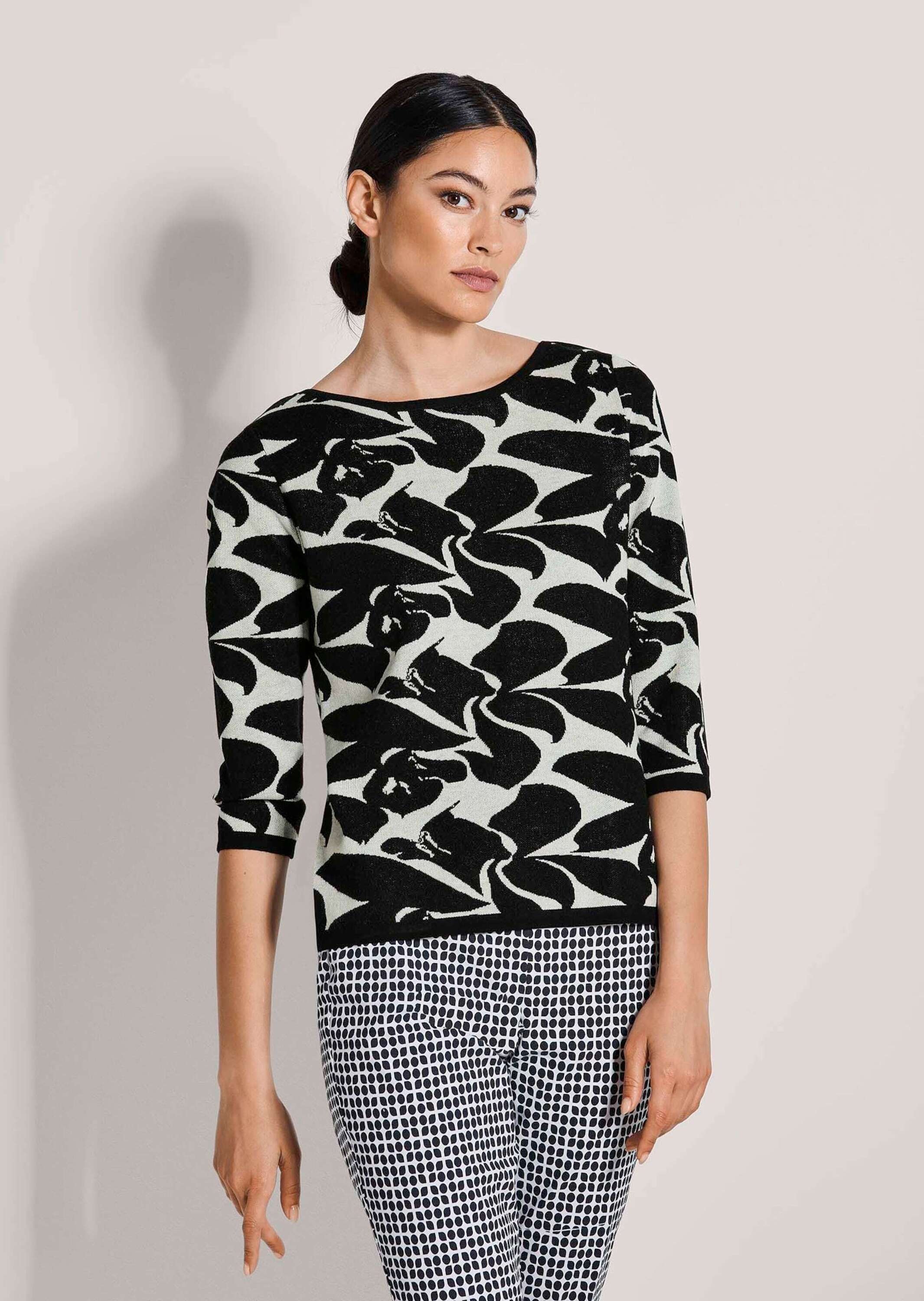 Thumbnail - MADELEINE Longpullover "Feinstrickpullover Jacquardpullover mit grafischem Muster" Jacquard