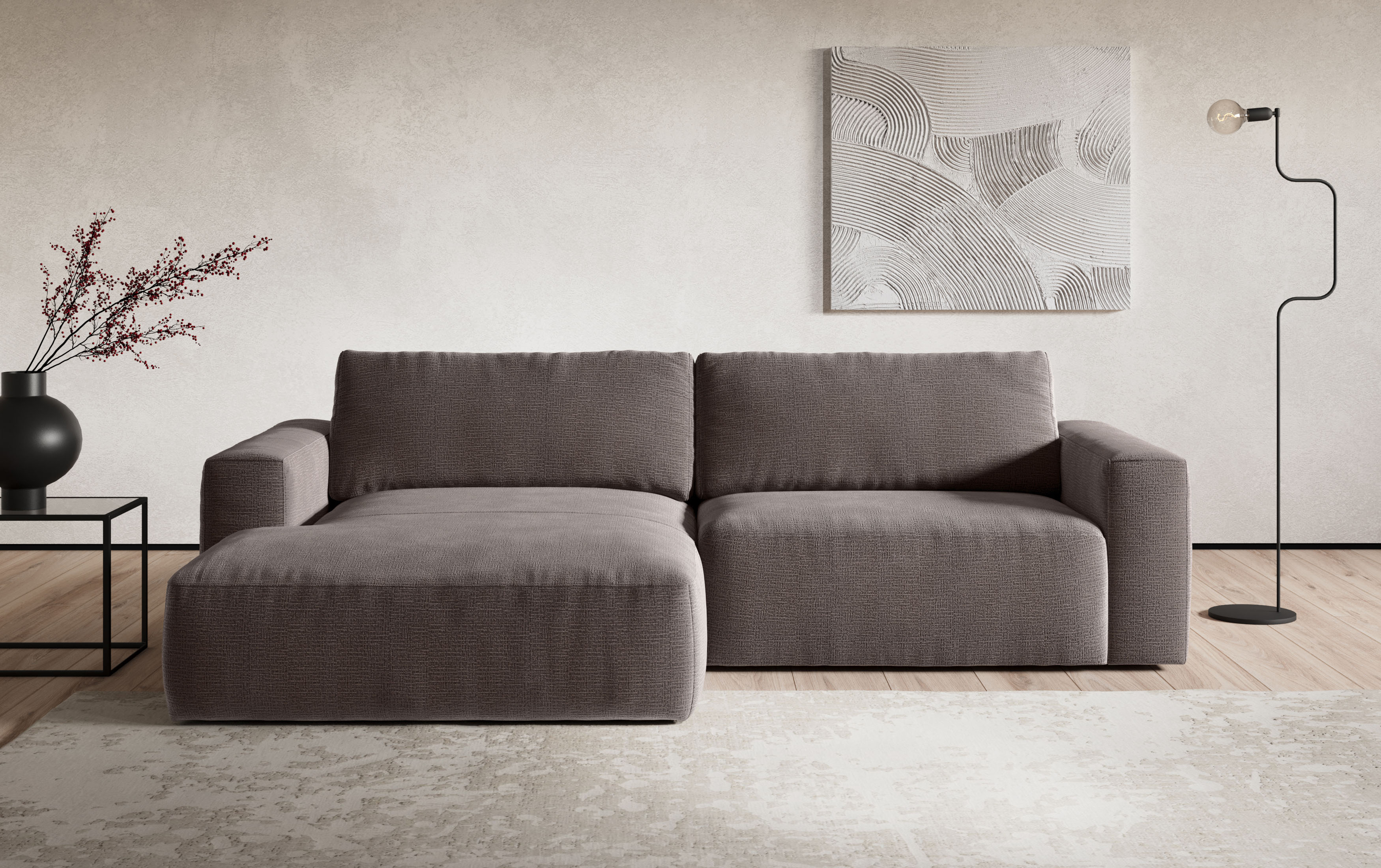 COTTA Ecksofa "Lasso L-Form, B: 288 cm, XL Sofa, Top Modern" XL Recamiere B:114 cm, bequeme Wellenunterfederung, viele Stoffe