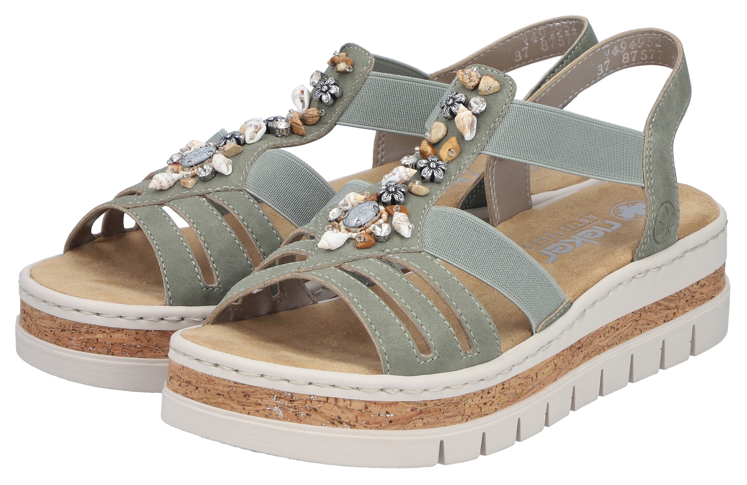 Rieker Keilsandalette  Keilsandalette, Plateausandale, Sommerschuh mit Verzierung