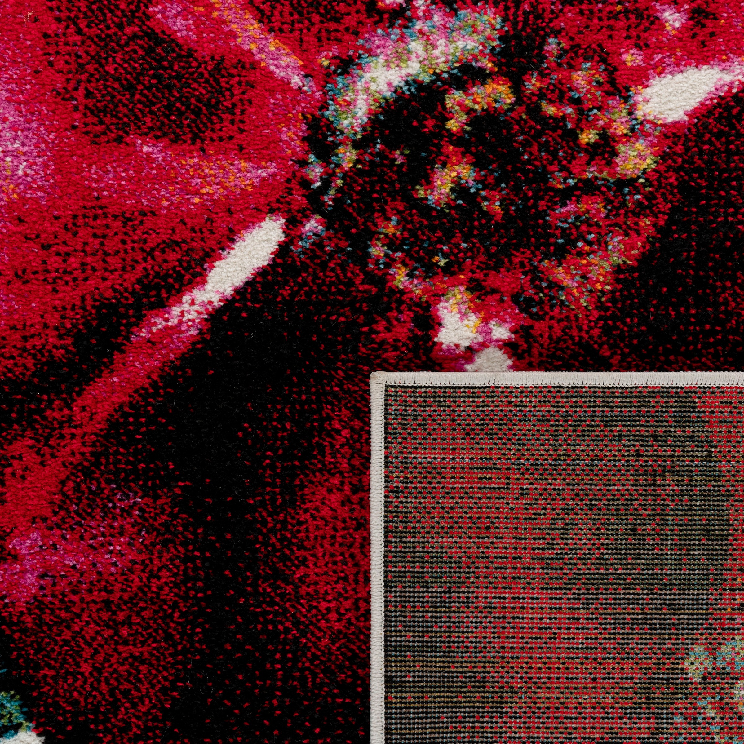 Paco Home Teppich »Canvas 854«, rechteckig, 16 mm Höhe, Kurzflor, modernes Blumen Design, mit Arizona Leinwand Optik