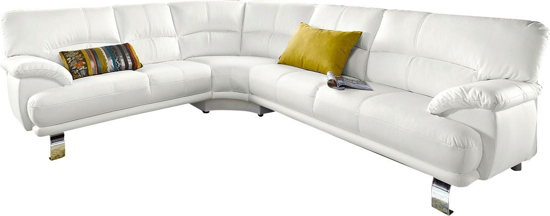 TRENDMANUFAKTUR Ecksofa »Cecilia in italienischem Design, modern und komfortabel, L-Form«, bequeme Armlehnen, mit langem Schenkel
