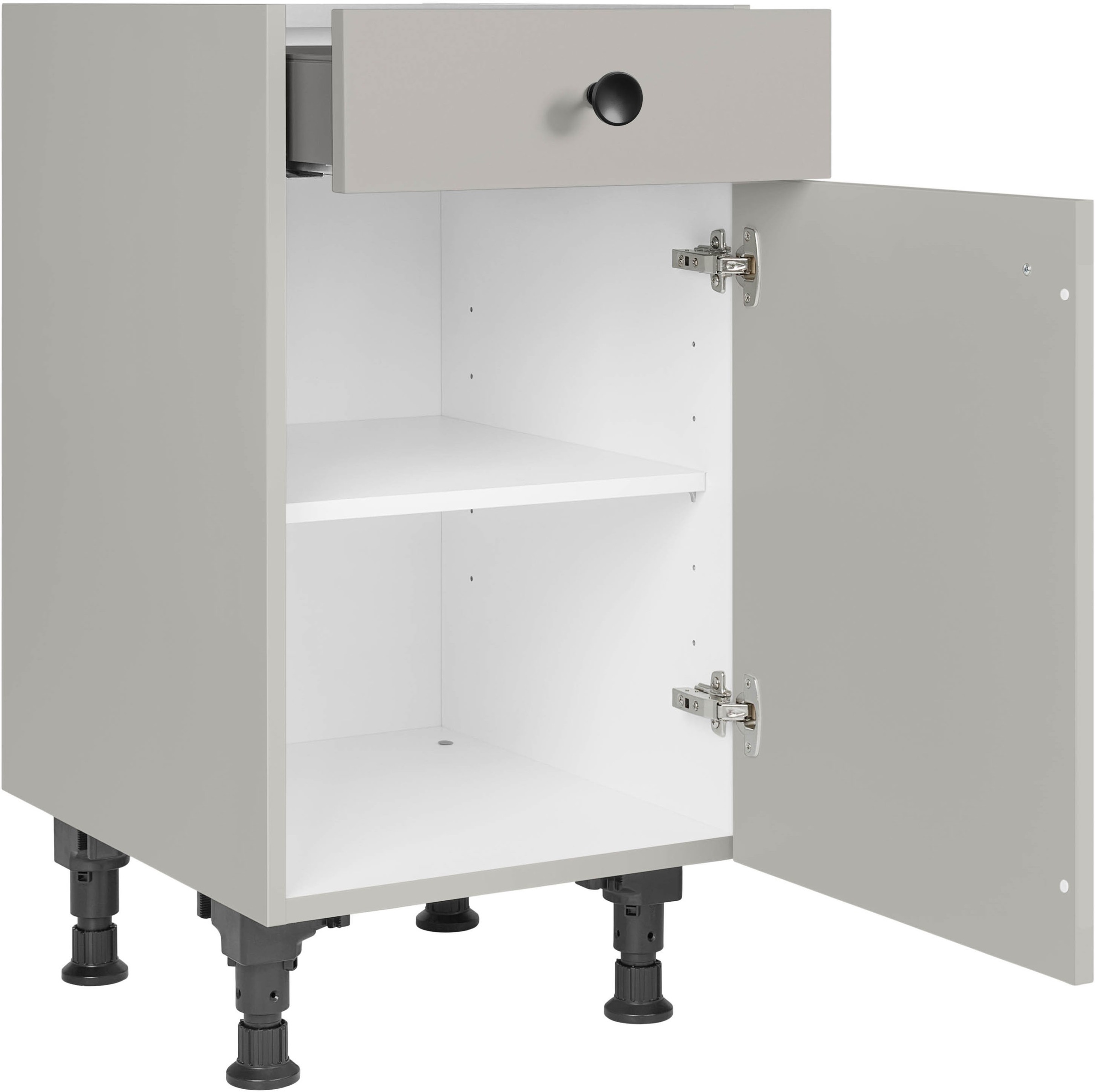 nobilia® Unterschrank »"Cascada", Ausrichtung wählbar, vormontiert, in den Breiten 30, 45 und«, 60 cm Breite, mit höhenverstellbaren Sockelfüßen, vormontiert