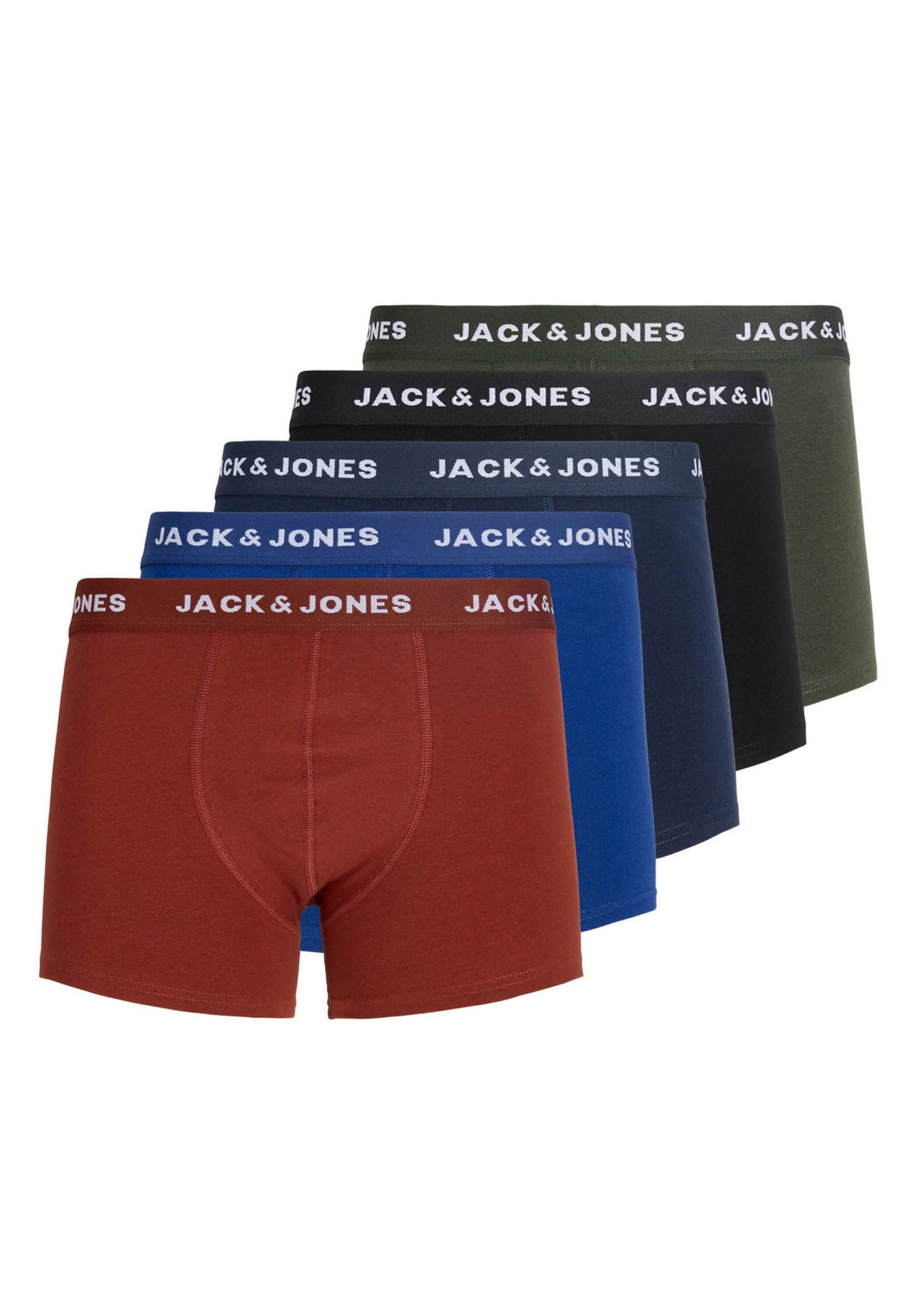 JACK & JONES Herren Boxershorts "Boxershort JACHUEY TRUNKS 5 PACK 5er Pack", Gr. M, bunt, Obermaterial: 95% Baumwolle CO. 5% Elasthan EL., Unterhosen