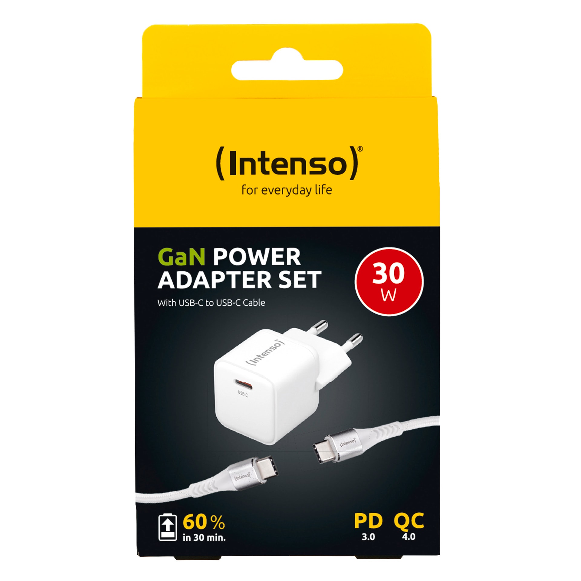 Intenso USB-Ladegerät »GaN Power Adapter Set, 30W USB-C mit USB-C zu USB-C-Kabel«