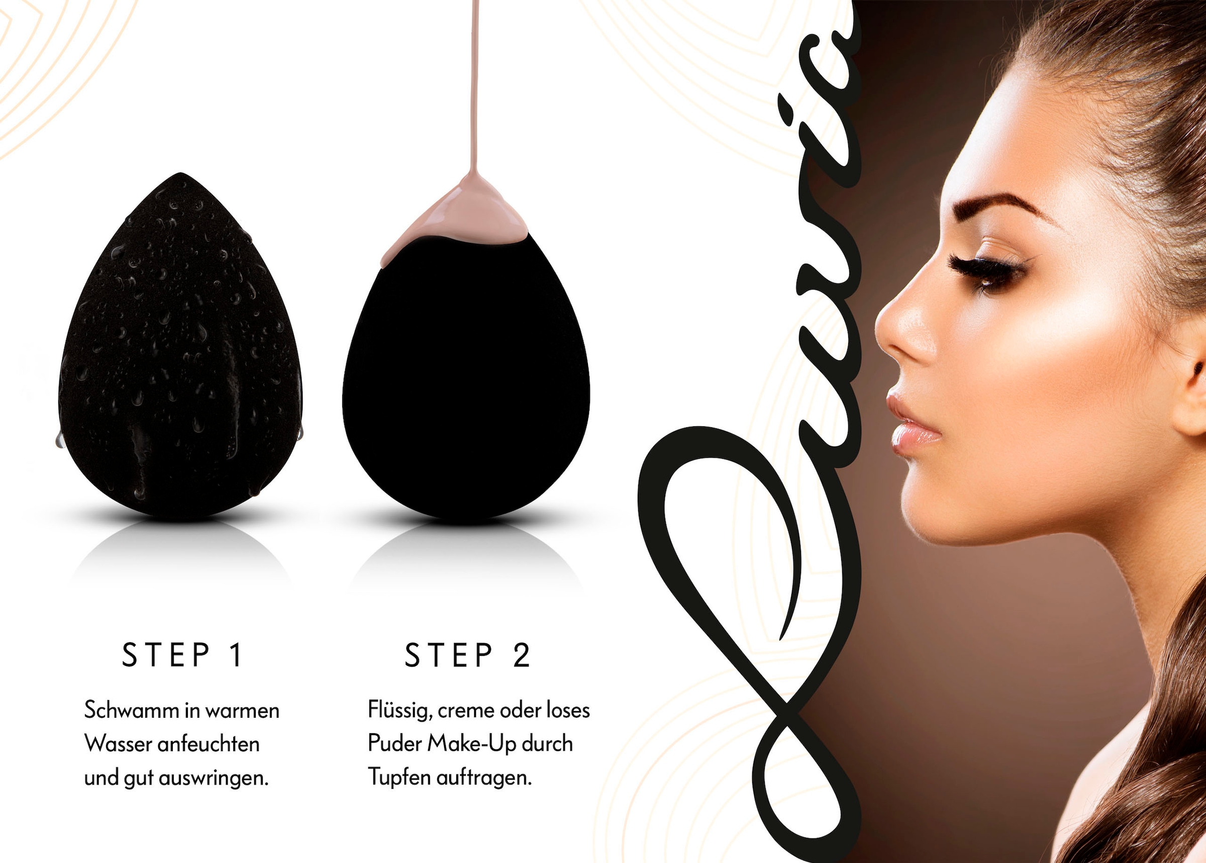 Luvia Cosmetics Make-up Schwamm »Make-up Blending Sponge Set-Black«, (2 tlg.), Ultraweiche Oberfläche für ein makelloses und gleichmäßiges Finish.