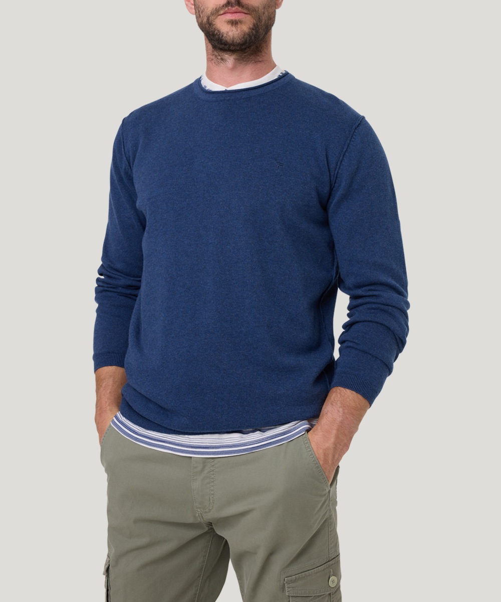 Pioneer Authentic Jeans Rundhalspullover, Ausschnitt mit Rollkante, Außennä günstig online kaufen