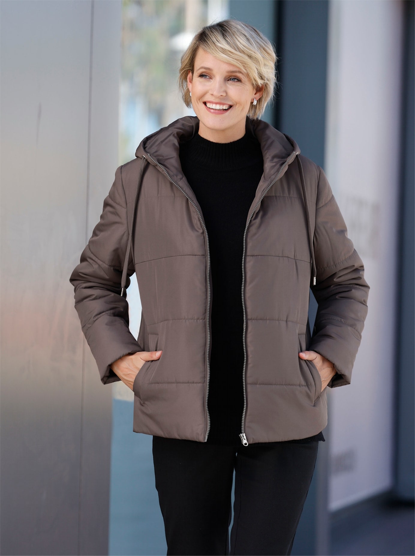 Classic Basics Steppjacke, mit Kapuze