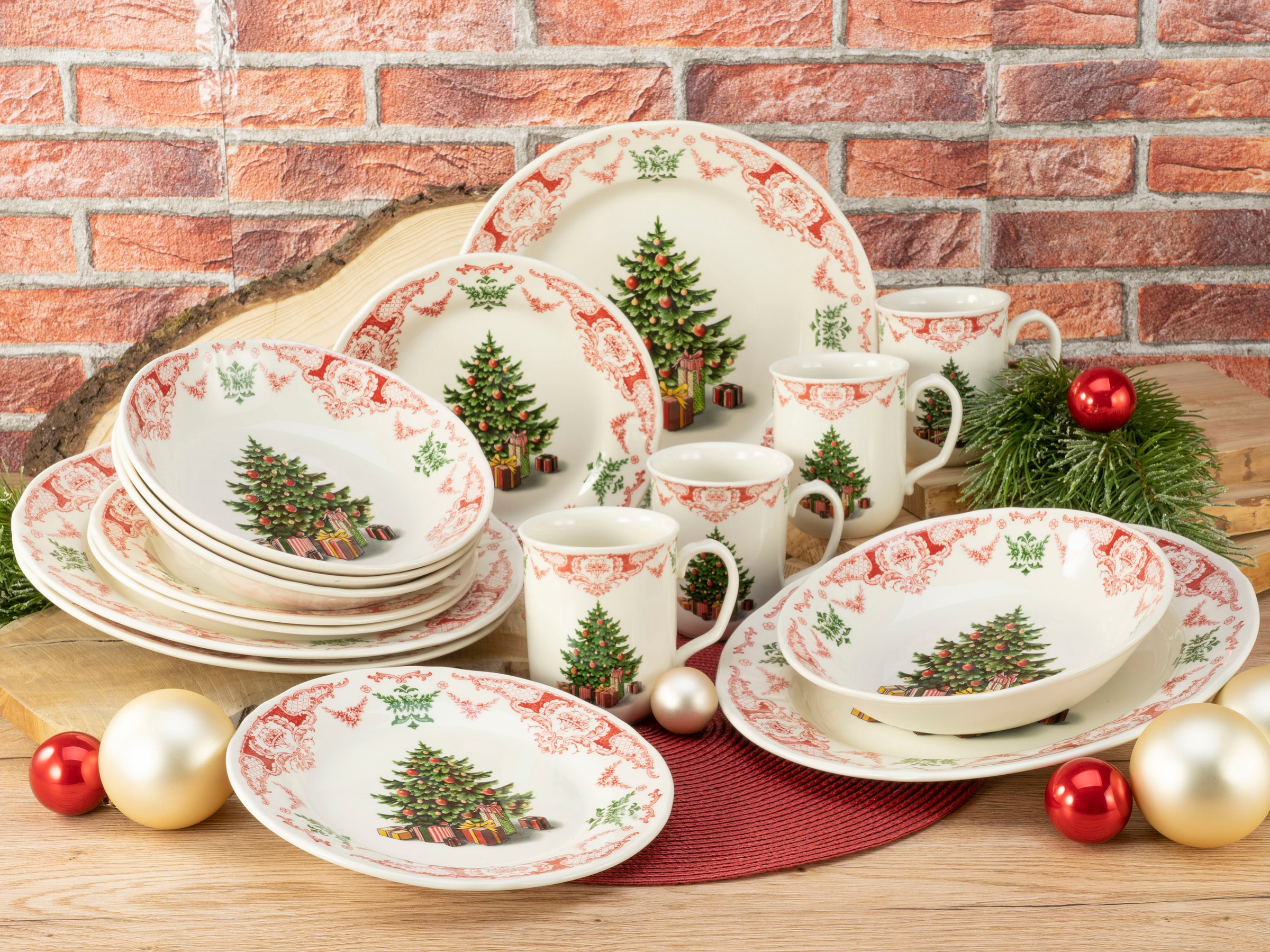 16 Personen CreaTable für Teile, Season für Kombiservice Greeting«, traditionelles Service, Weihnachtsmotiv, (16 und 4 4 im | Tafelservice Set, BAUR »Geschirr-Set Kaffeeservice tlg., Personen),