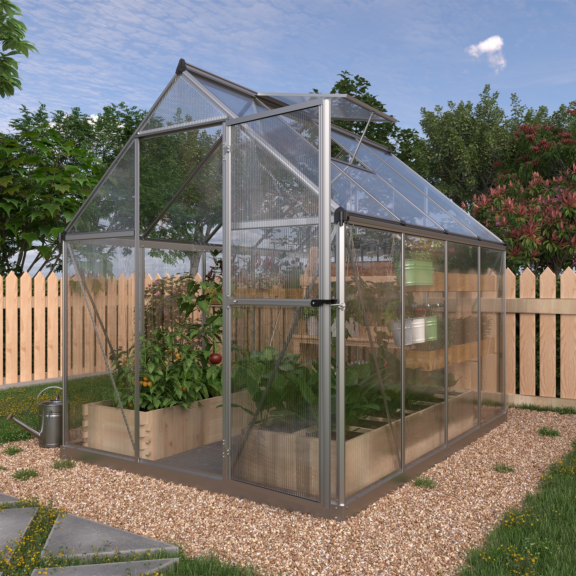 Gewächshaus KONIFERA, B:182 T:243, silber, Garten, Gewächshäuser, mit Fundamentrahmen