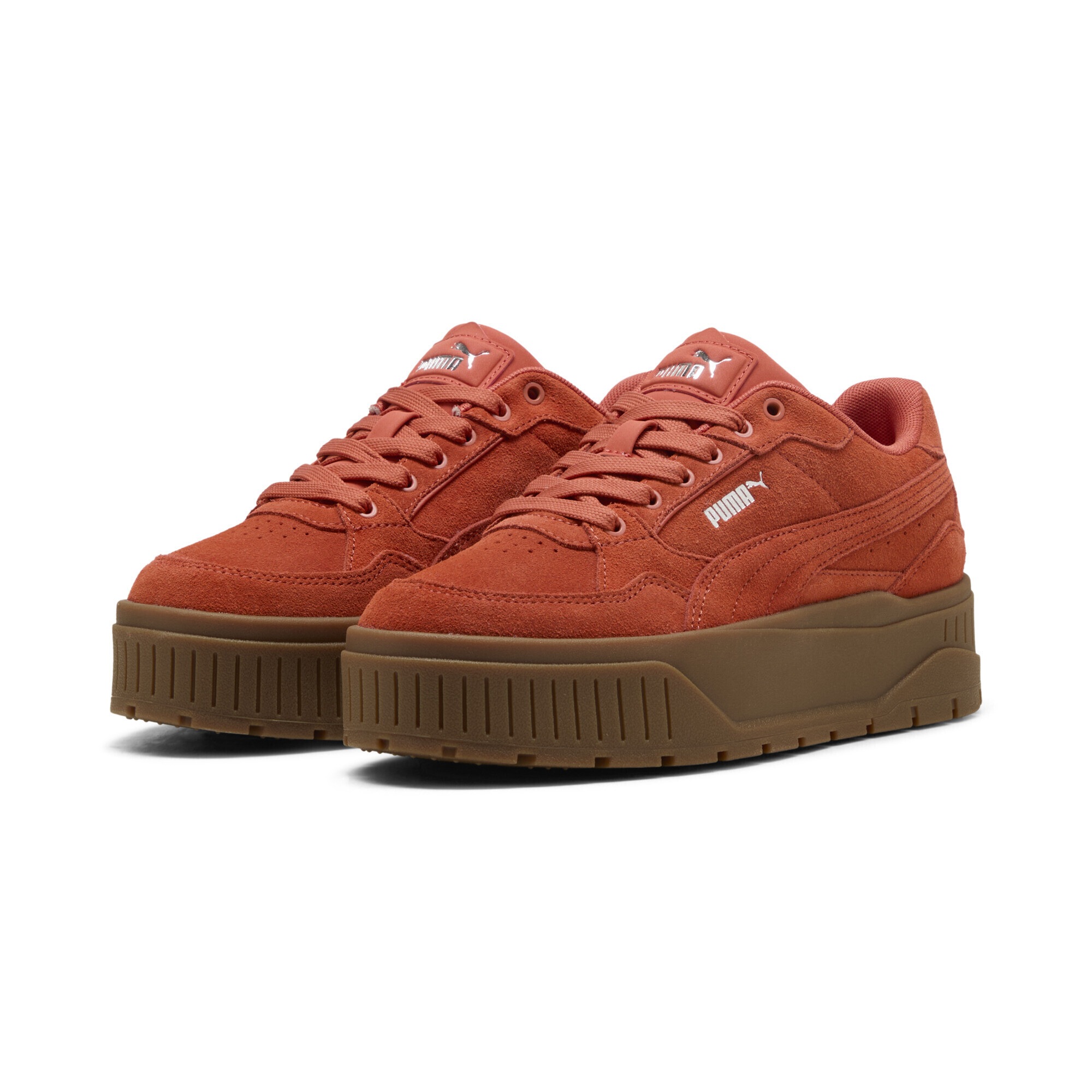 Sneaker PUMA "Karmen II Idol Suede Sneakers Damen", Herren, Gr. 40.5, amarena orange, Obermaterial: Synthetik, Textil, Kuhleder; Futter: Textil; Innensohle: Textil; Laufsohle: Gummi, Schuhe Sneaker