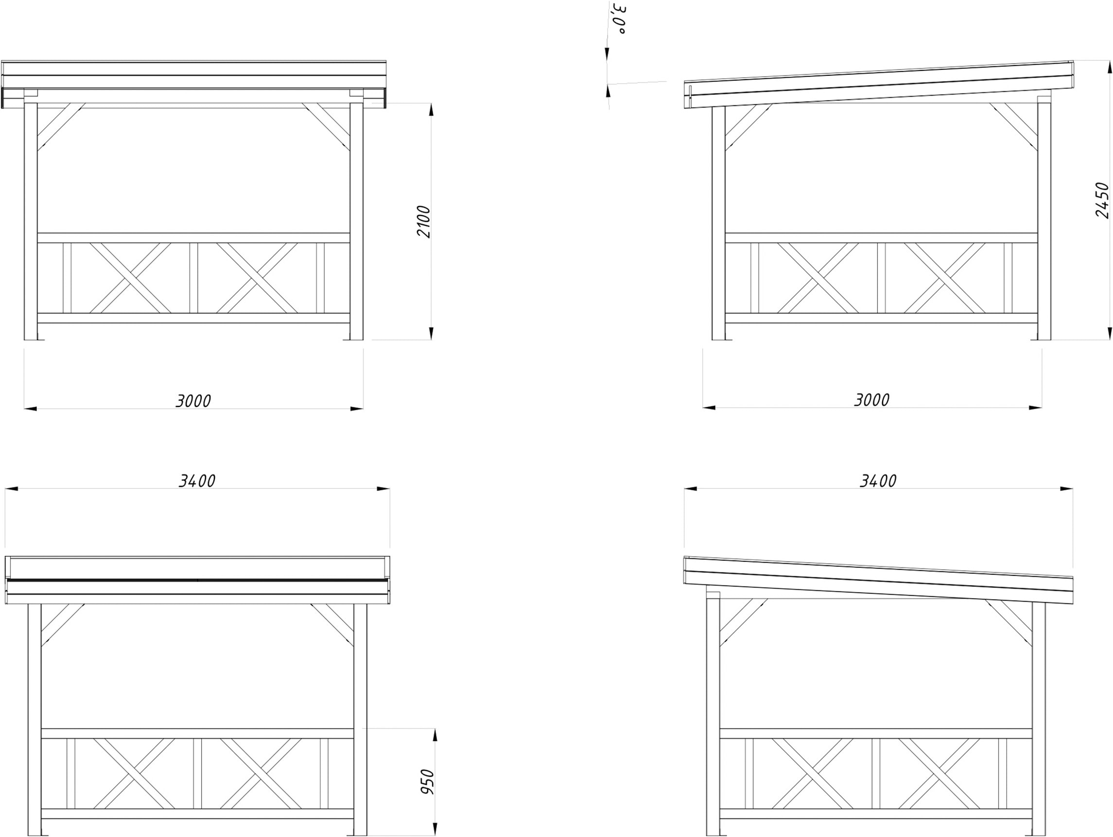 Palmako Holzpavillon »Lenna 8,3 m² Set 301« BxTxH: 340x340x245 cm