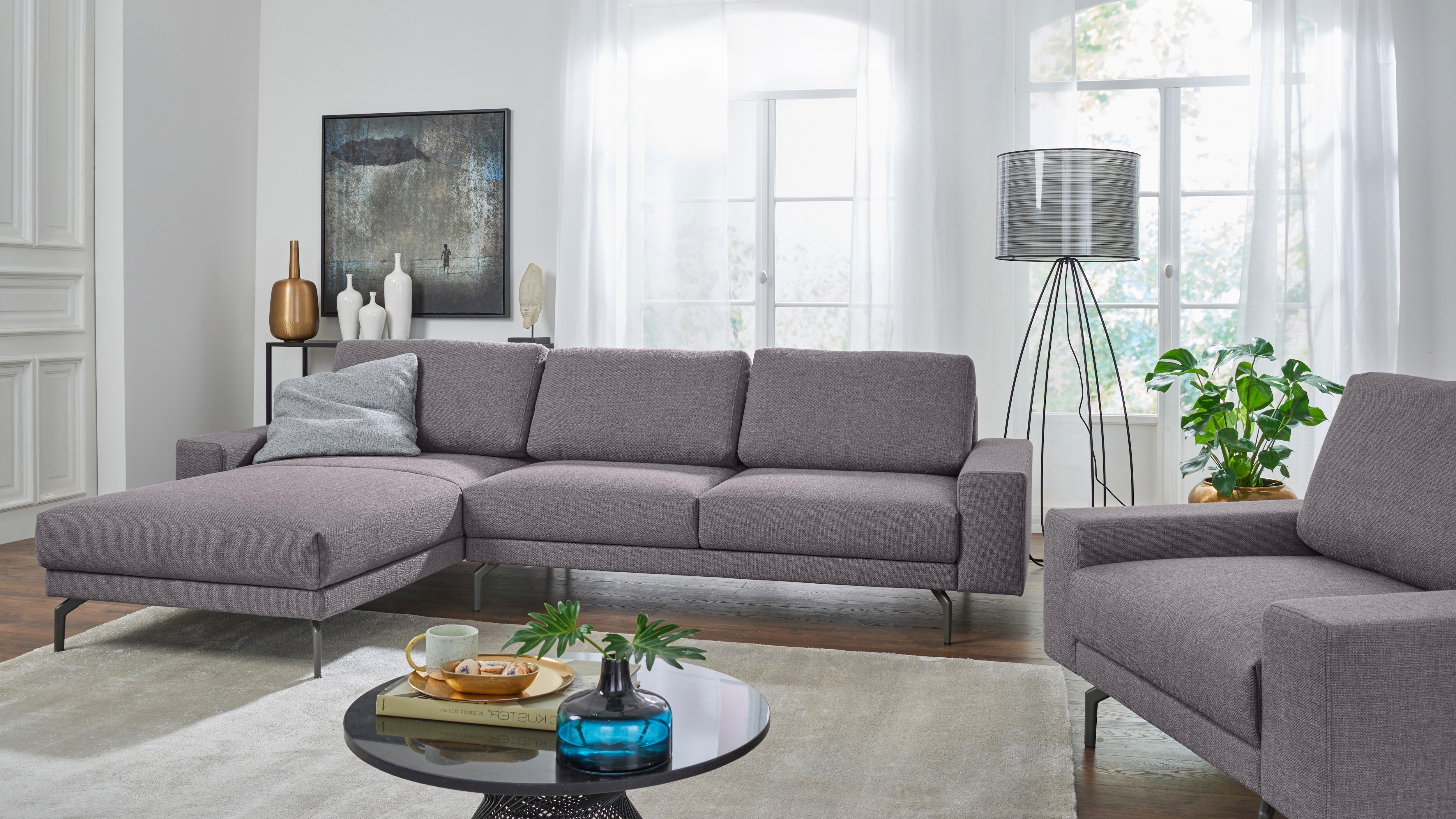 Creation BY ROLF BENZ Ecksofa "CR.450, Designecksofa, L-Form" Armlehne breit und niedrig, Alugussfüße in umbragrau, Breite 274 cm