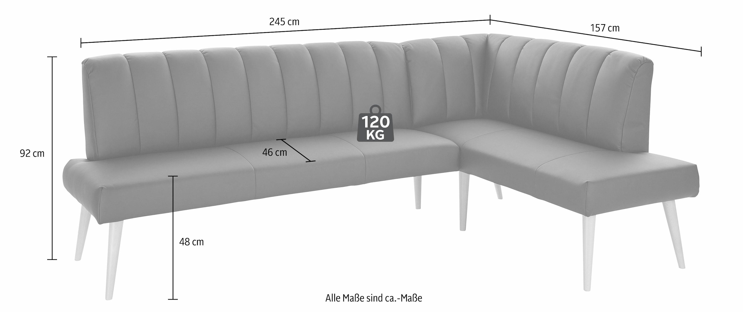 exxpo - sofa fashion Eckbank "Costa, moderne Rückensteppung, bequem und elegant, hoher Holzfuß", hochwertig verarbeitet,