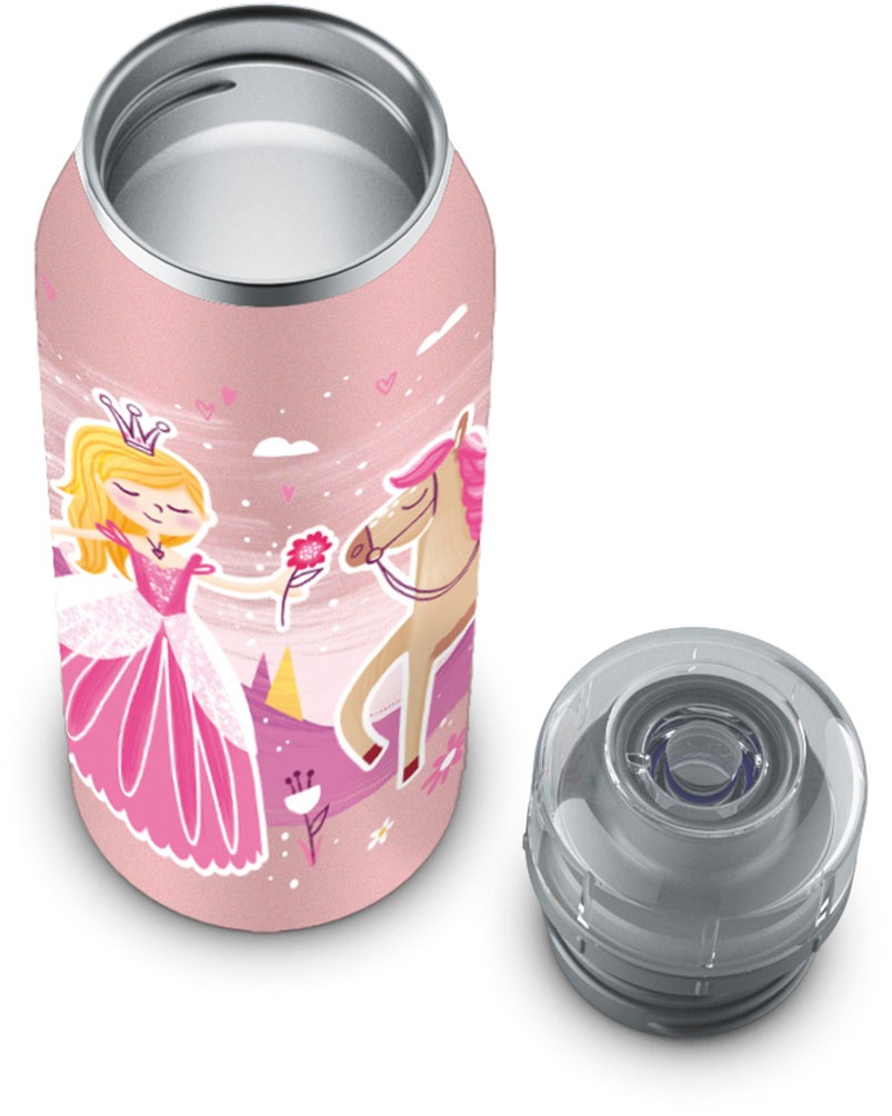 Alfi Isolierflasche »KIDS ISO BOTTLE, Edelstahlkörper, spülmaschinenfest«, (1 tlg.), 12h heiß & 24h kalt, Trinköffnung mit konsistentem Trinkfluss