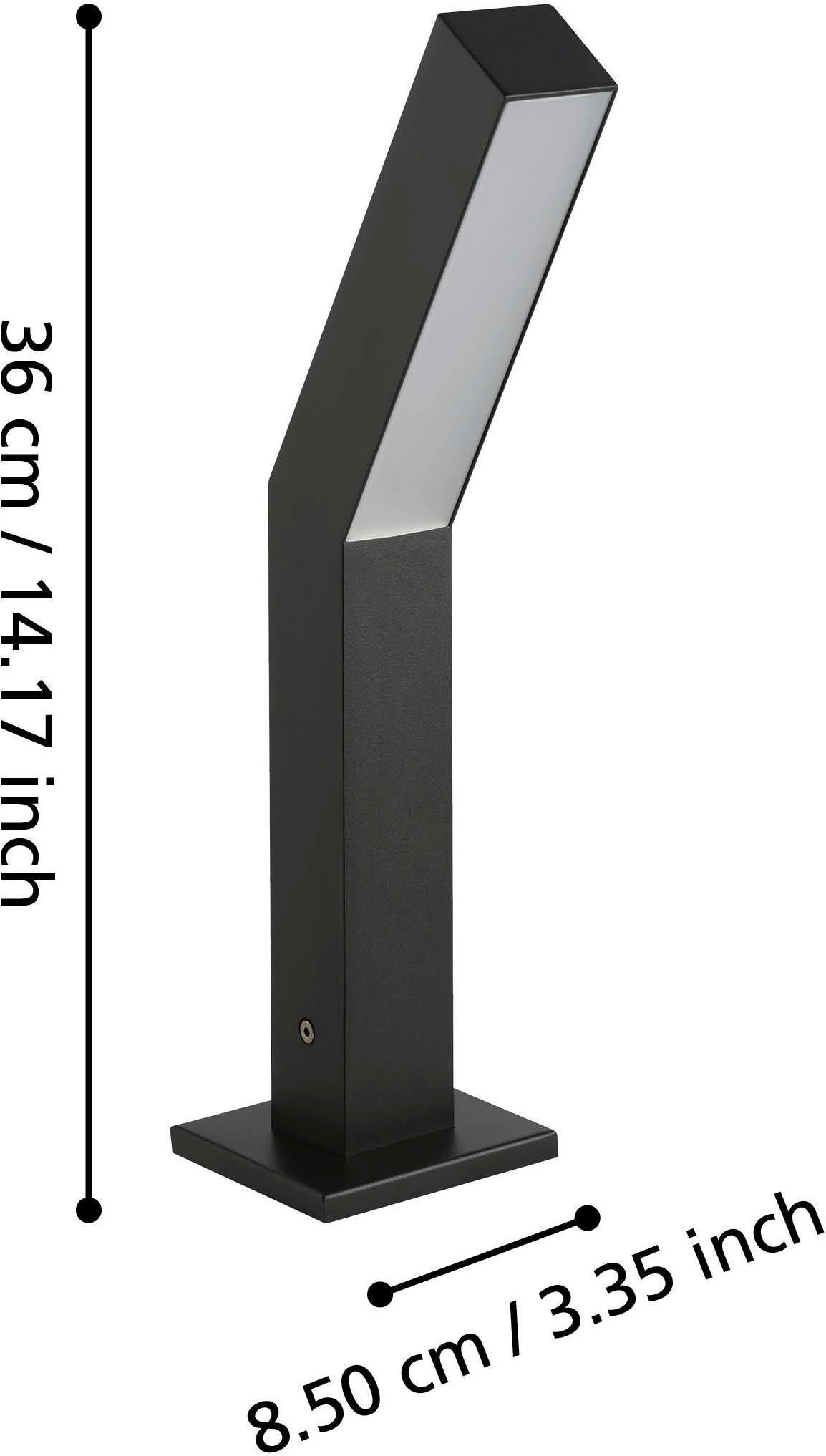 EGLO Sockelleuchte »Ugento Sockellampe, Außenbeleuchtung, Außenlampe, Metall, IP44, Lampe« LED-Modul 1 Stk. Warmweiß Stehleuchte - L14,5 x B4 x H36 cm - schwarz - 2X4,5W inkl.