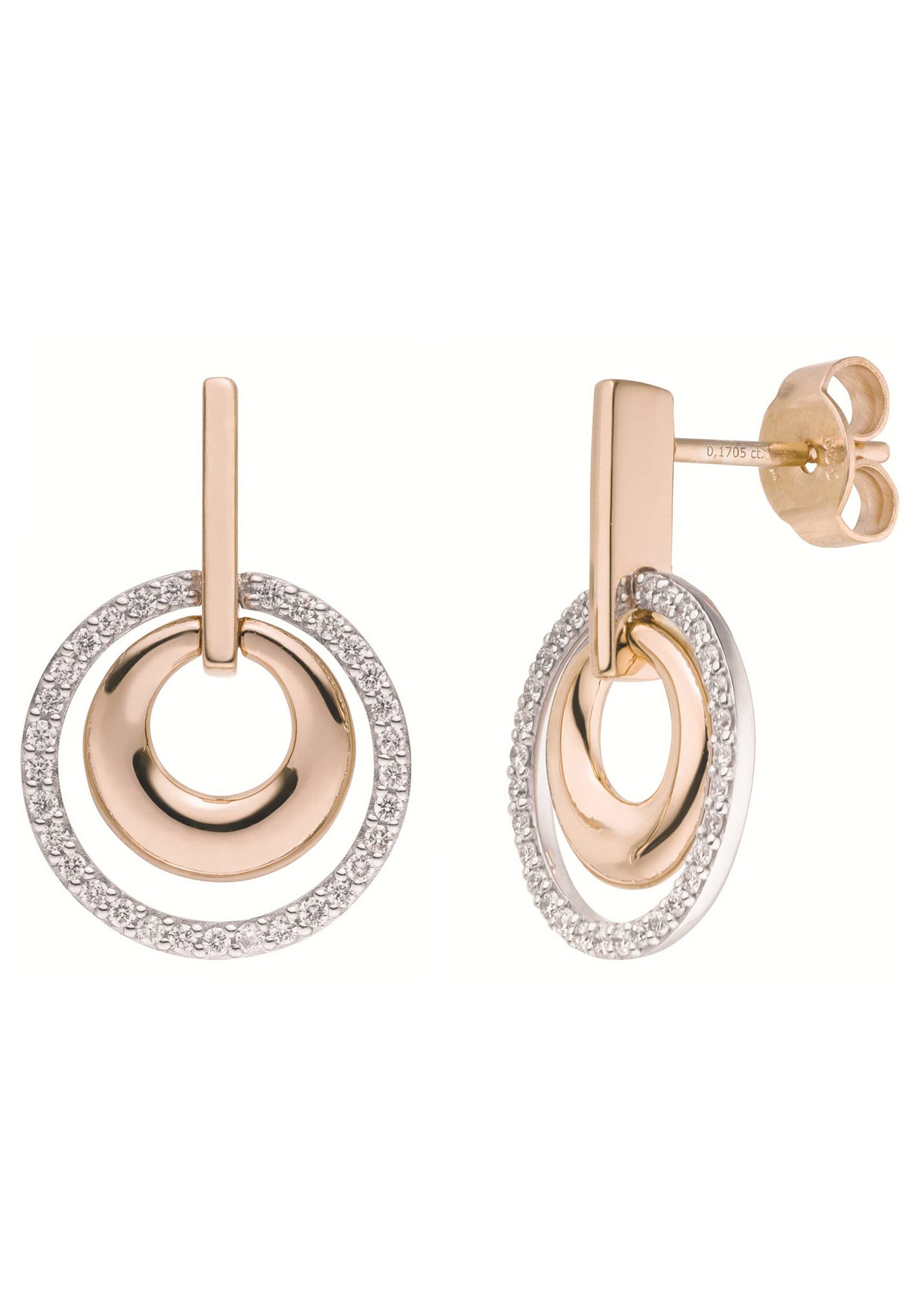 Paar Gold mit »Kreise«, bestellen JOBO 585 Ohrhänger | BAUR für Diamanten bicolor 62