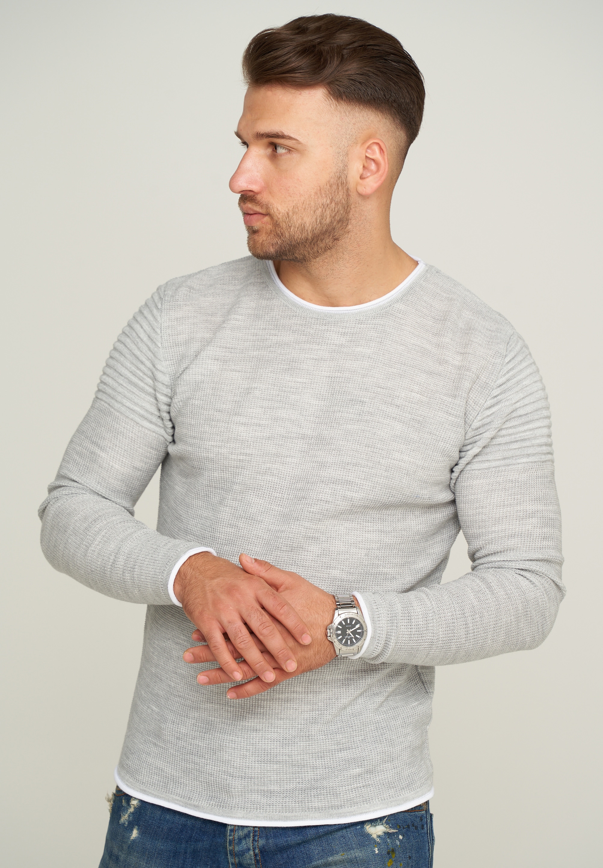behype Strickpullover "MKLAYER57", in trendiger Layer-Optik günstig online kaufen
