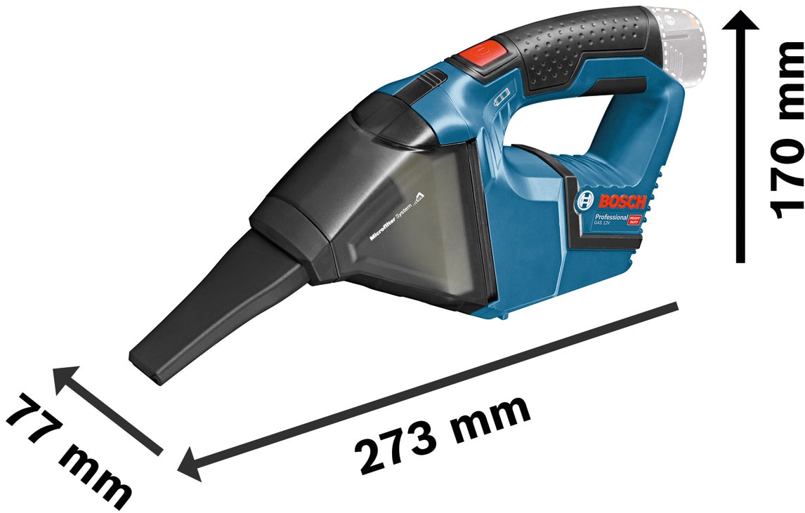 Bosch Professional Akku-Bodenstaubsauger »»GAS 12V««, Inkl. 2x Akku 3,0Ah und Schnellladegerät GAL 12V-40, in L-BOXX