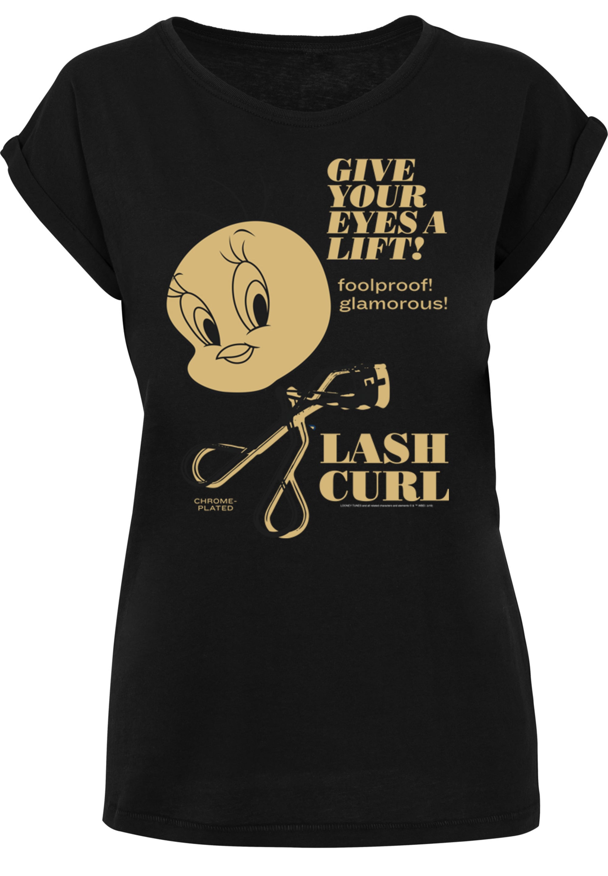 F4NT4STIC Kurzarmshirt »Damen Tweety Shoulder tlg.) Extended Ladies Curls bestellen (1 BAUR | Lash Tee«, with